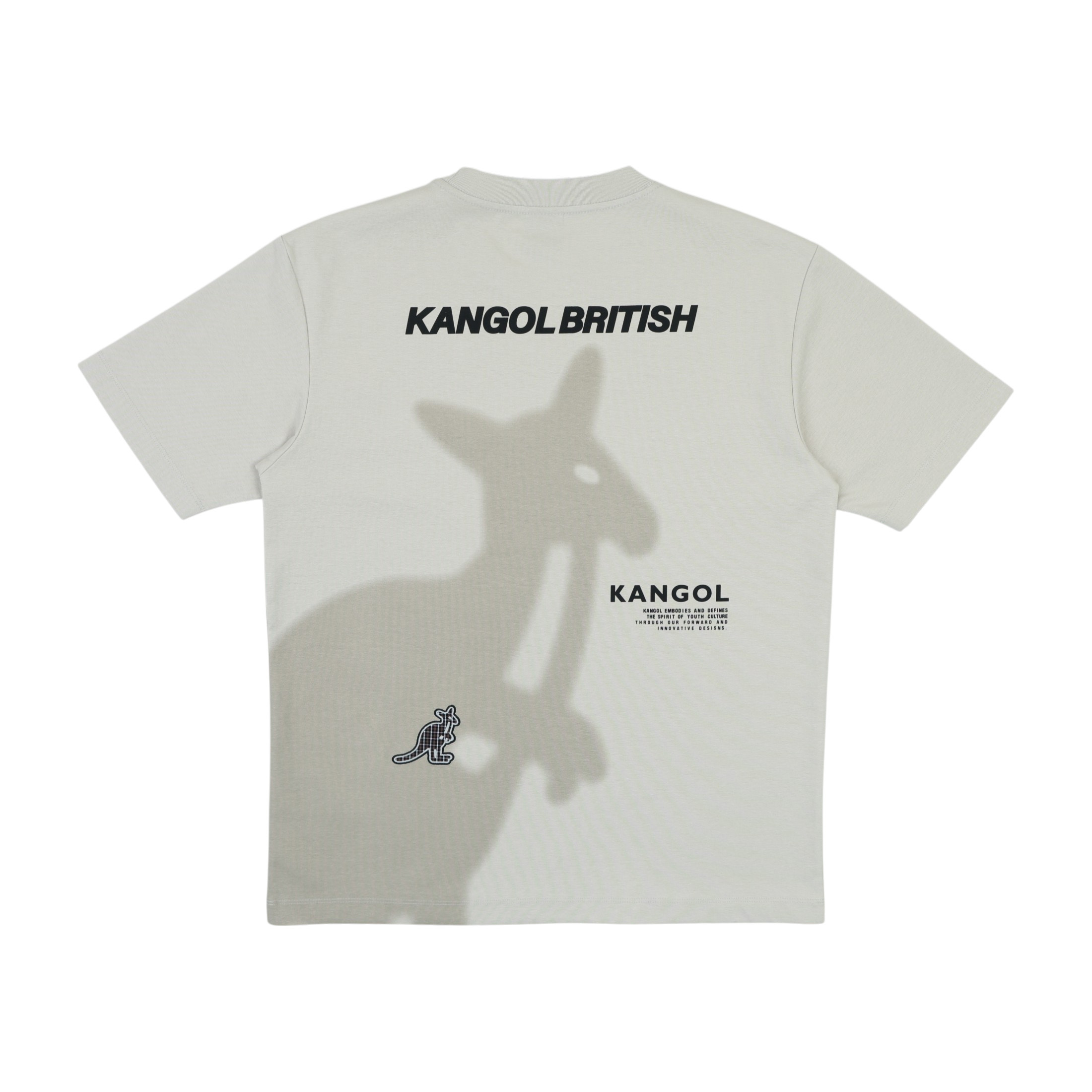 KANGOL 短T 白灰 落肩 袋鼠影子T 短袖 上衣 中性 6625100609
