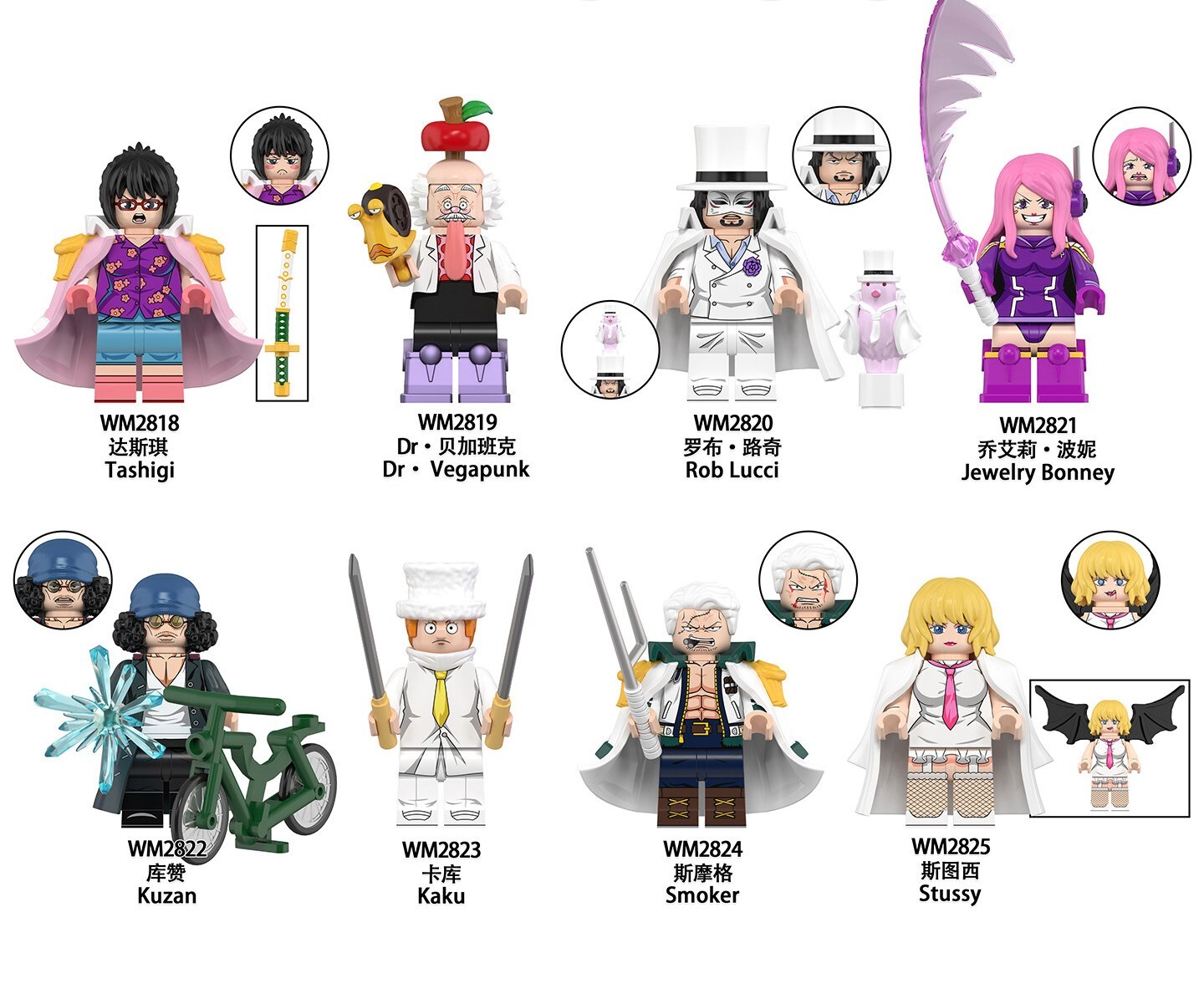 One Piece Custom Minifigures Minifigs Set Fit Lego WM6196