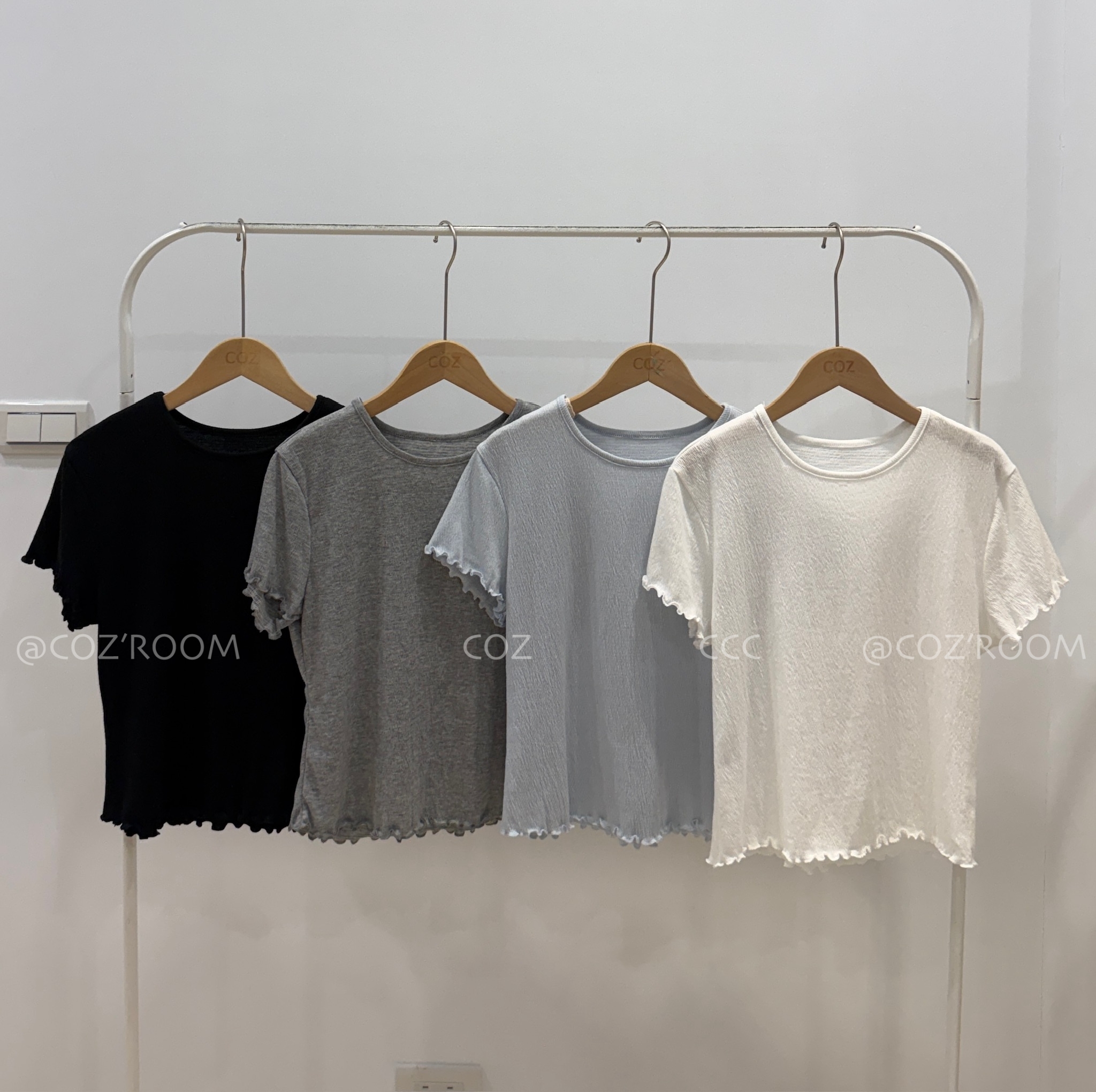 紋理花捲捲Q談打底上衣Tee (4色) _2888