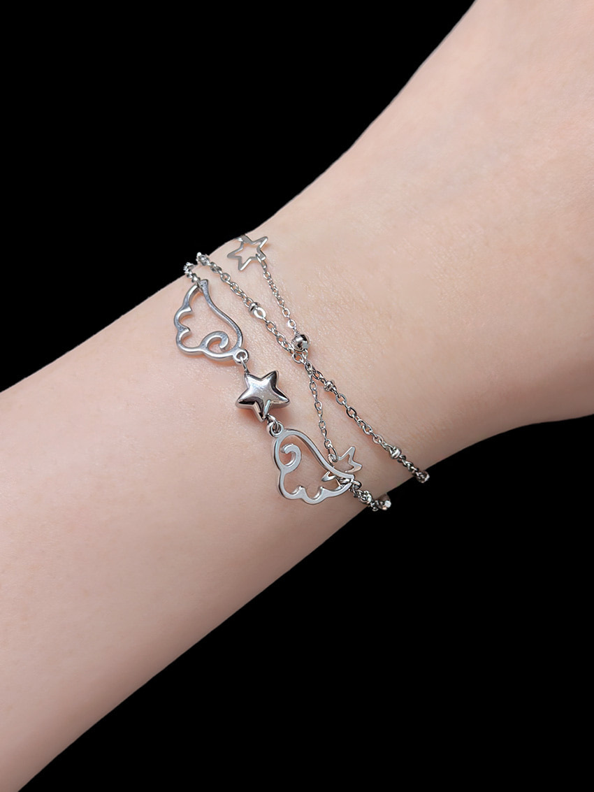 【6月14日截單！限時優惠預訂】韓國MELTING HEART CLUB ANGEL STAR TRIPPLE CHAIN BRACELET