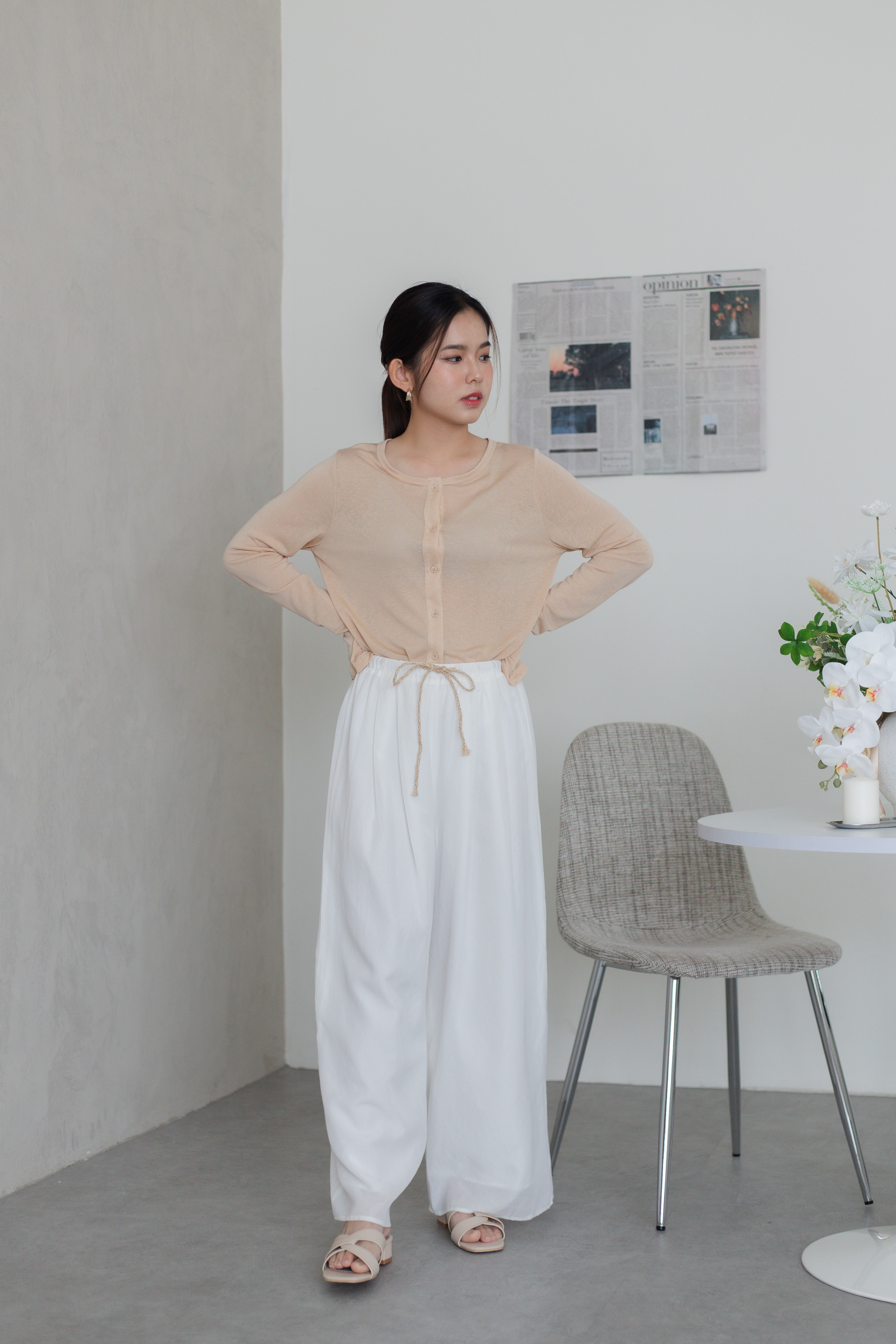 Emme Long Sleeve Cardigan Beige -2782TLBEI
