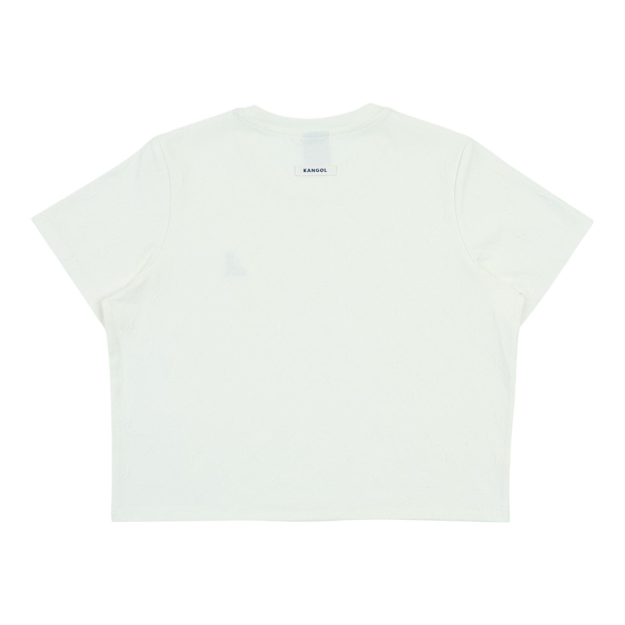 KANGOL 短T 米白 緹花 短版 短袖 上衣 女 6622100101