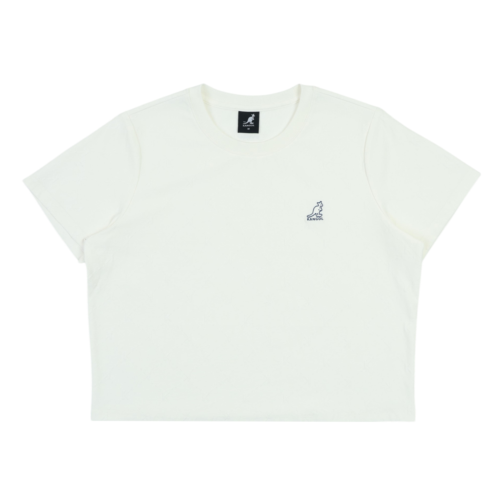 KANGOL 短T 米白 緹花 短版 短袖 上衣 女 6622100101