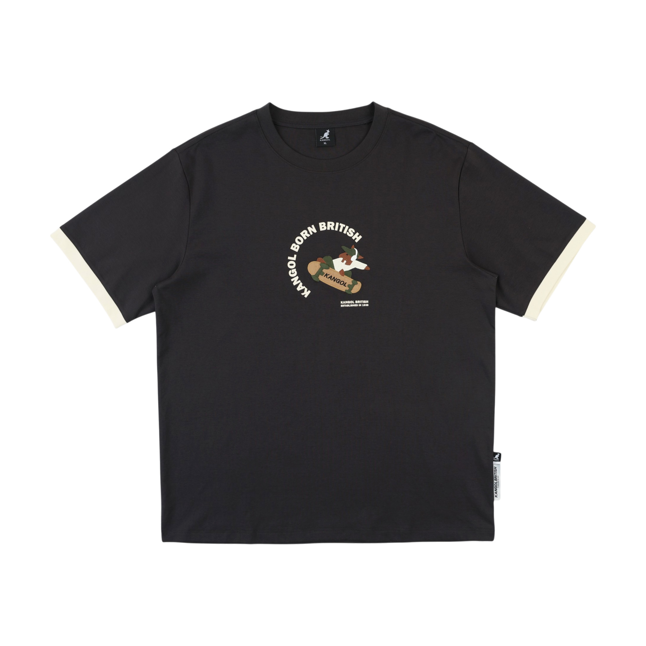 KANGOL 短T 深灰 微落肩 袋鼠滑板 短袖 中性 6625100810