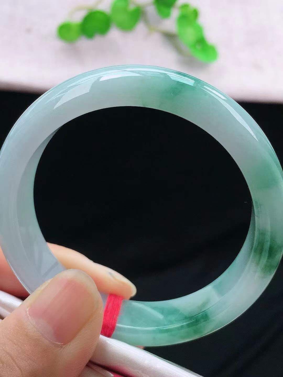 5195841 52.8mm冰飄花正圈翡翠手鐲 (52-54)