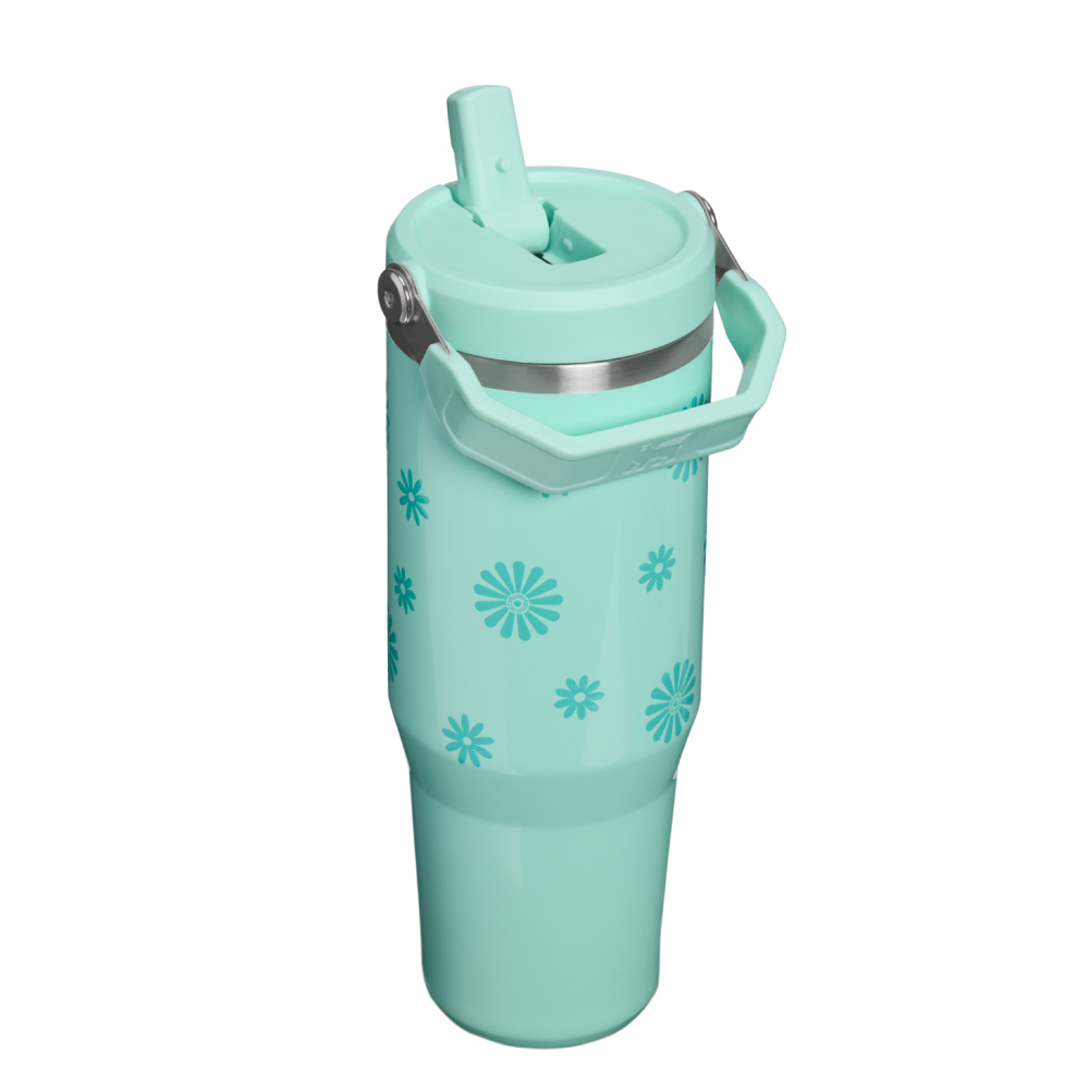STANLEY 經典系列 IceFlow 手提吸管杯2.0 0.88L / 薄荷雛菊