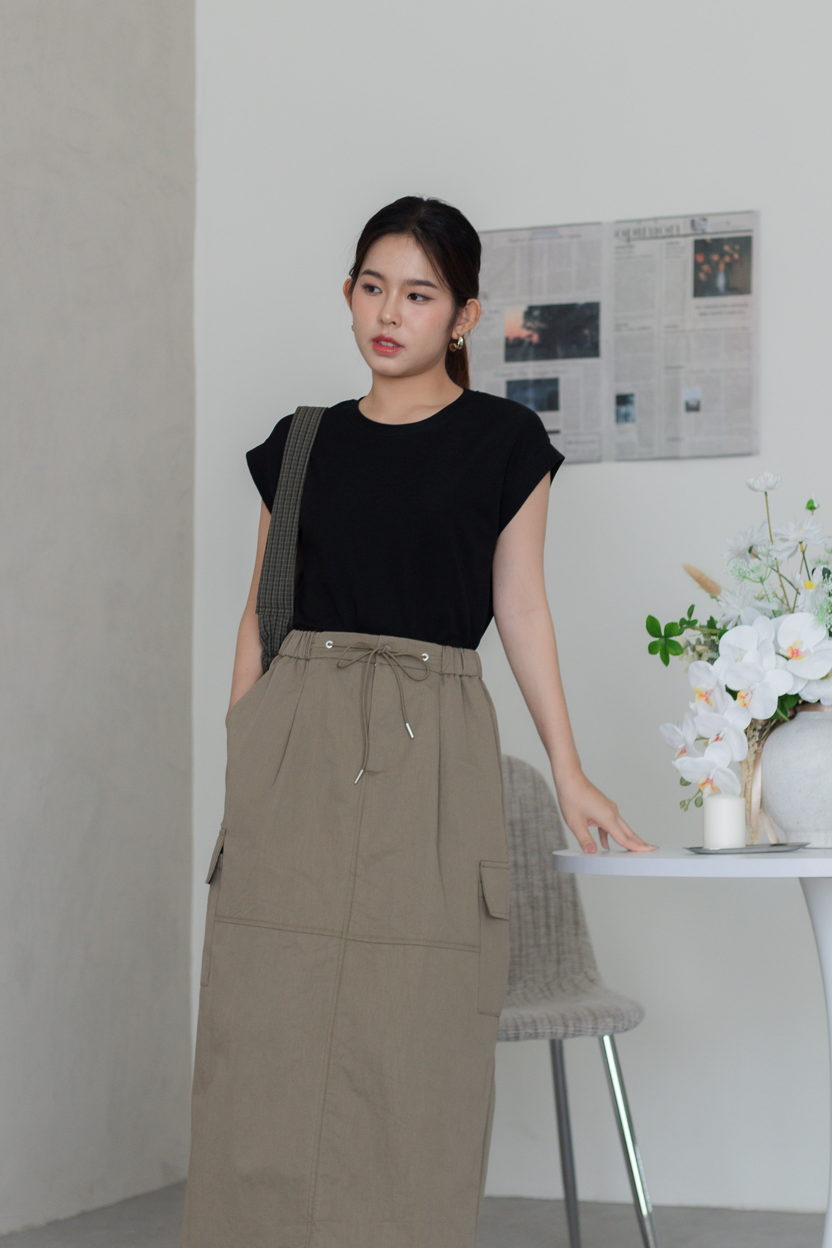 Romy Dropshoulder Tee Black - 2781KSBLK