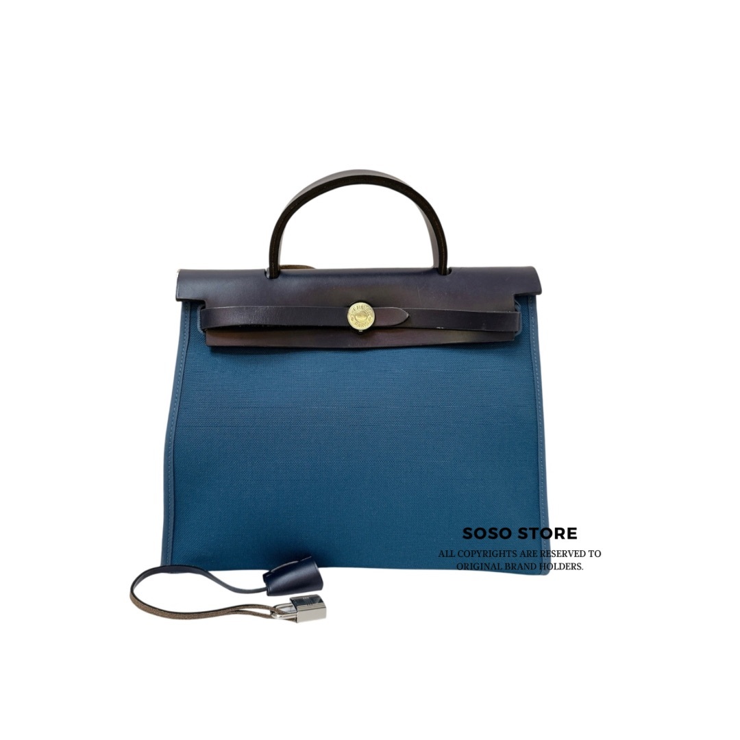 Hermès Herbag Zip 3 - Navy Blue / Silver