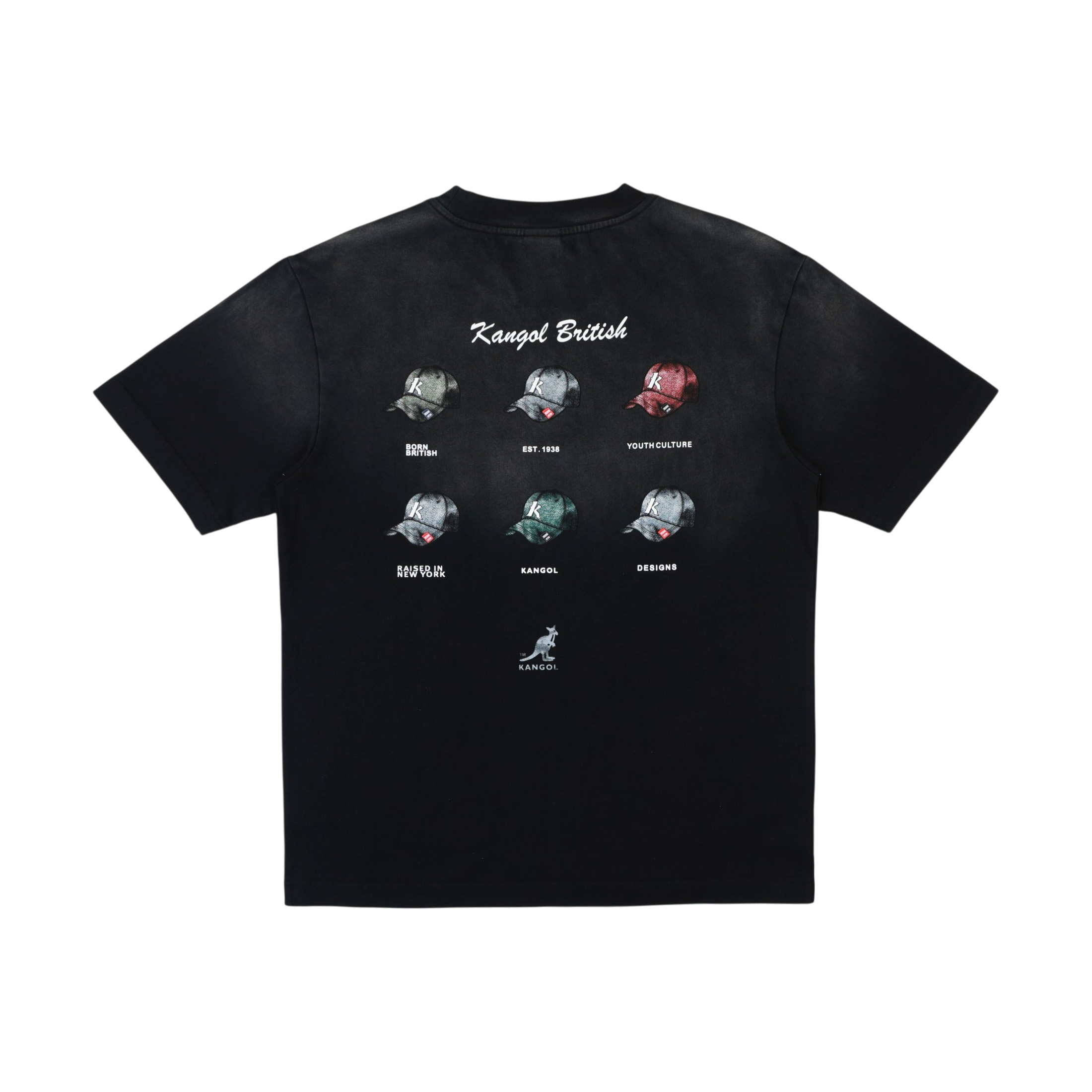 KANGOL 短T 黑色 洗水 落肩 重磅 帽子 短袖 上衣 中性 6625100320