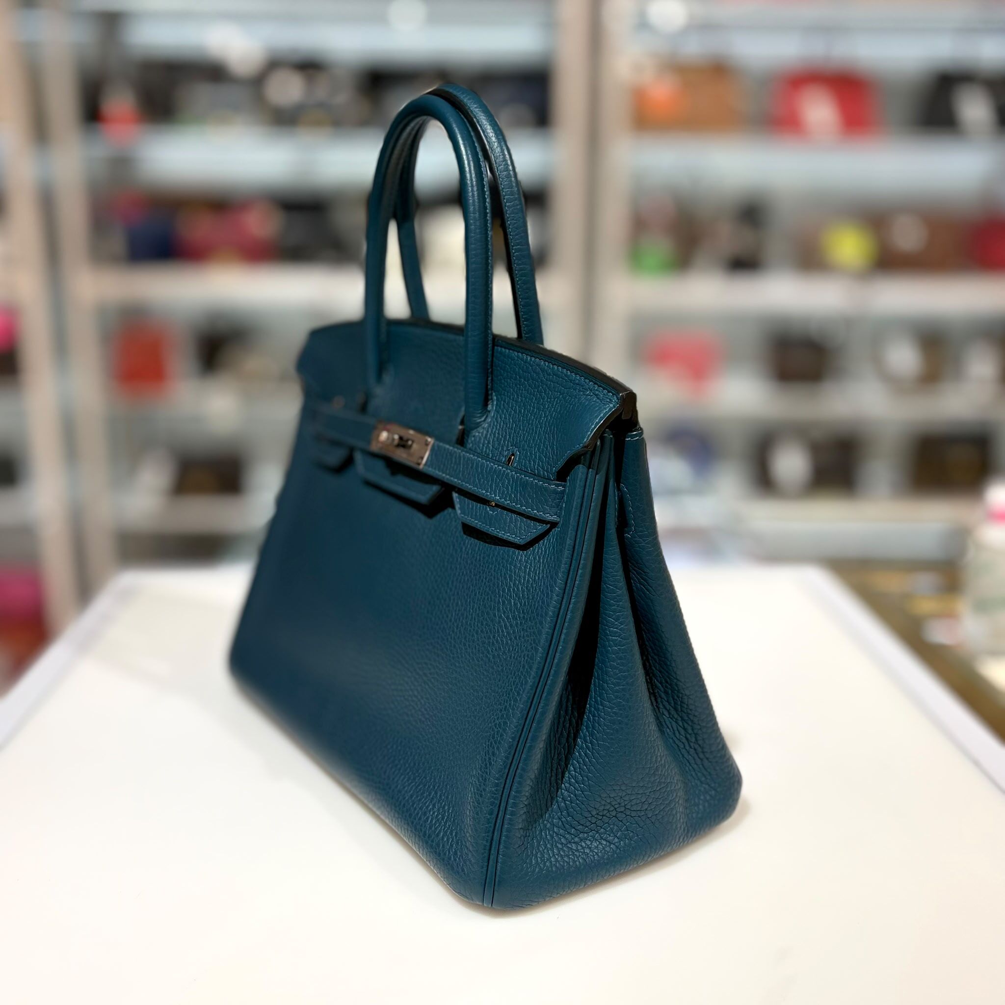 99%NEW二手HERMES BIRKIN 30 框R C7 鈷藍色TOGO皮銀扣 #B30 #香榭站正品