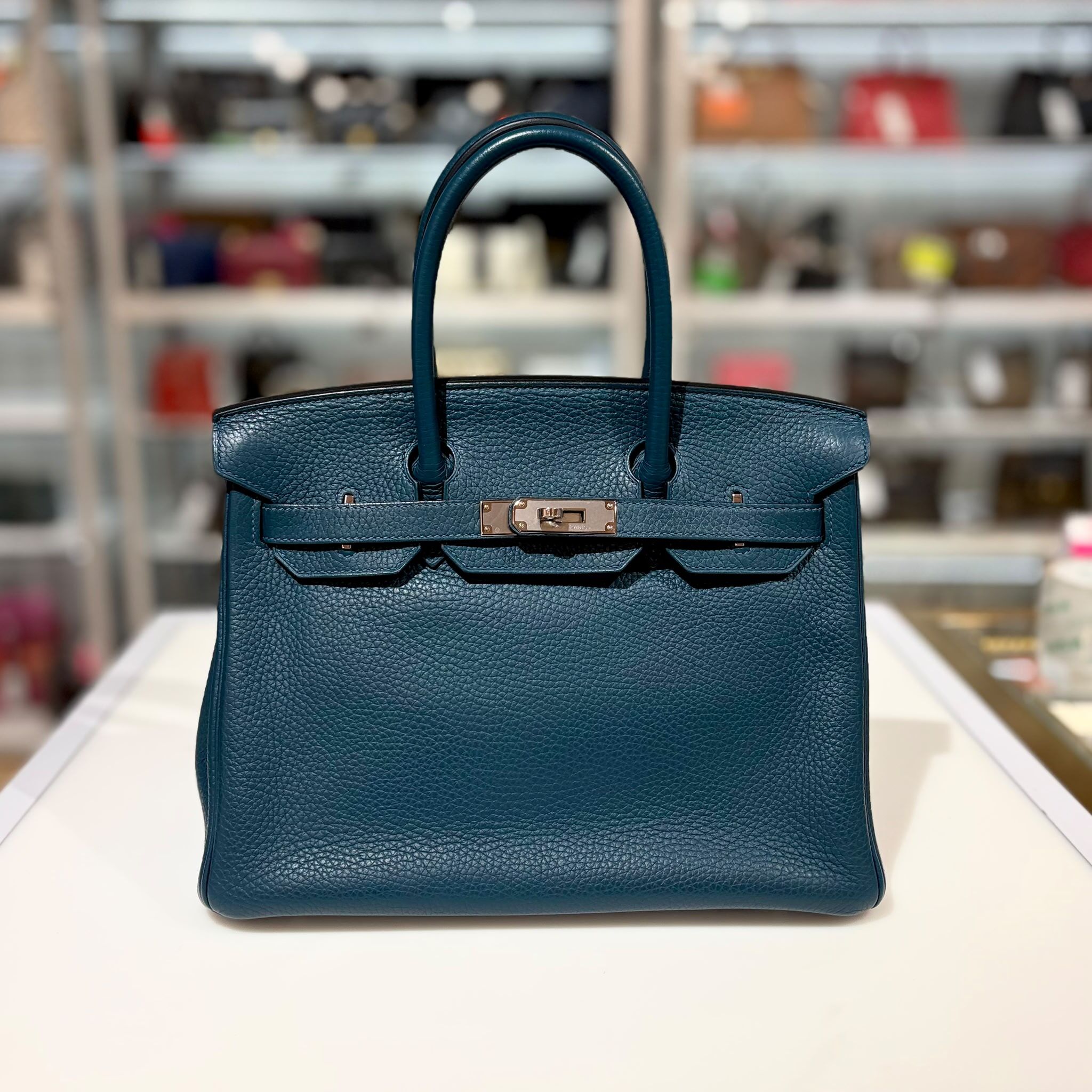 99%NEW二手HERMES BIRKIN 30 框R C7 鈷藍色TOGO皮銀扣 #B30 #香榭站正品