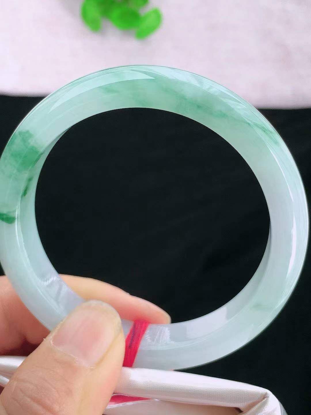 5195845 57.5mm冰飄花正圈翡翠手鐲 (56-58)