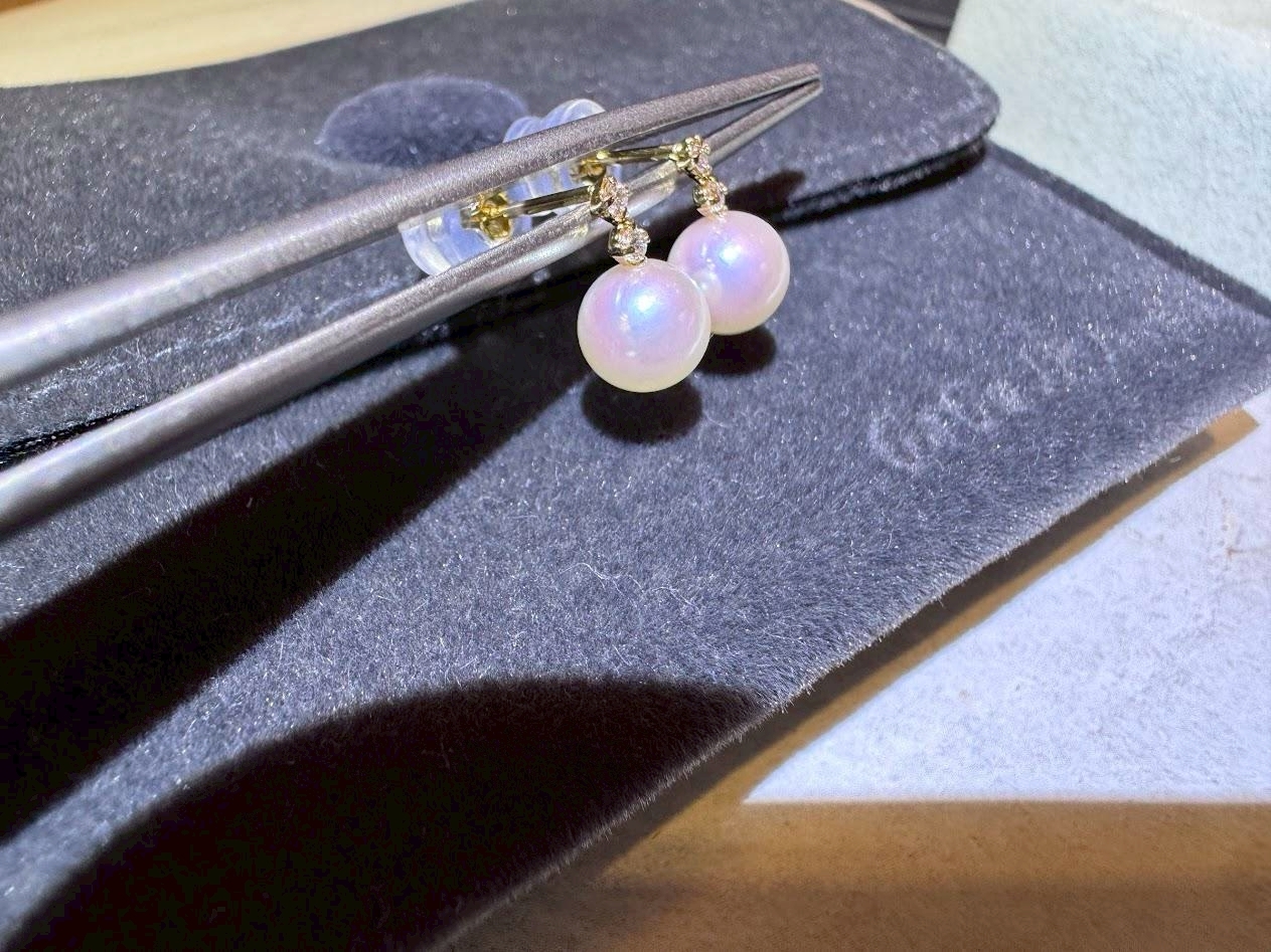 『預購商品』🔹18K金akoya珍珠鑽石耳環