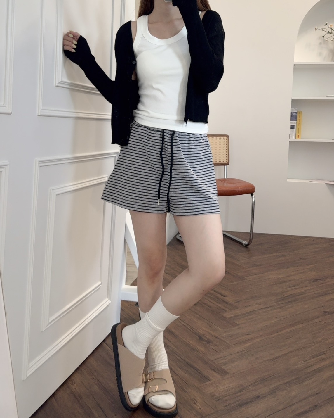 法朵Fado shop｜日常慵懶條紋彈力短褲 220B018 兩色