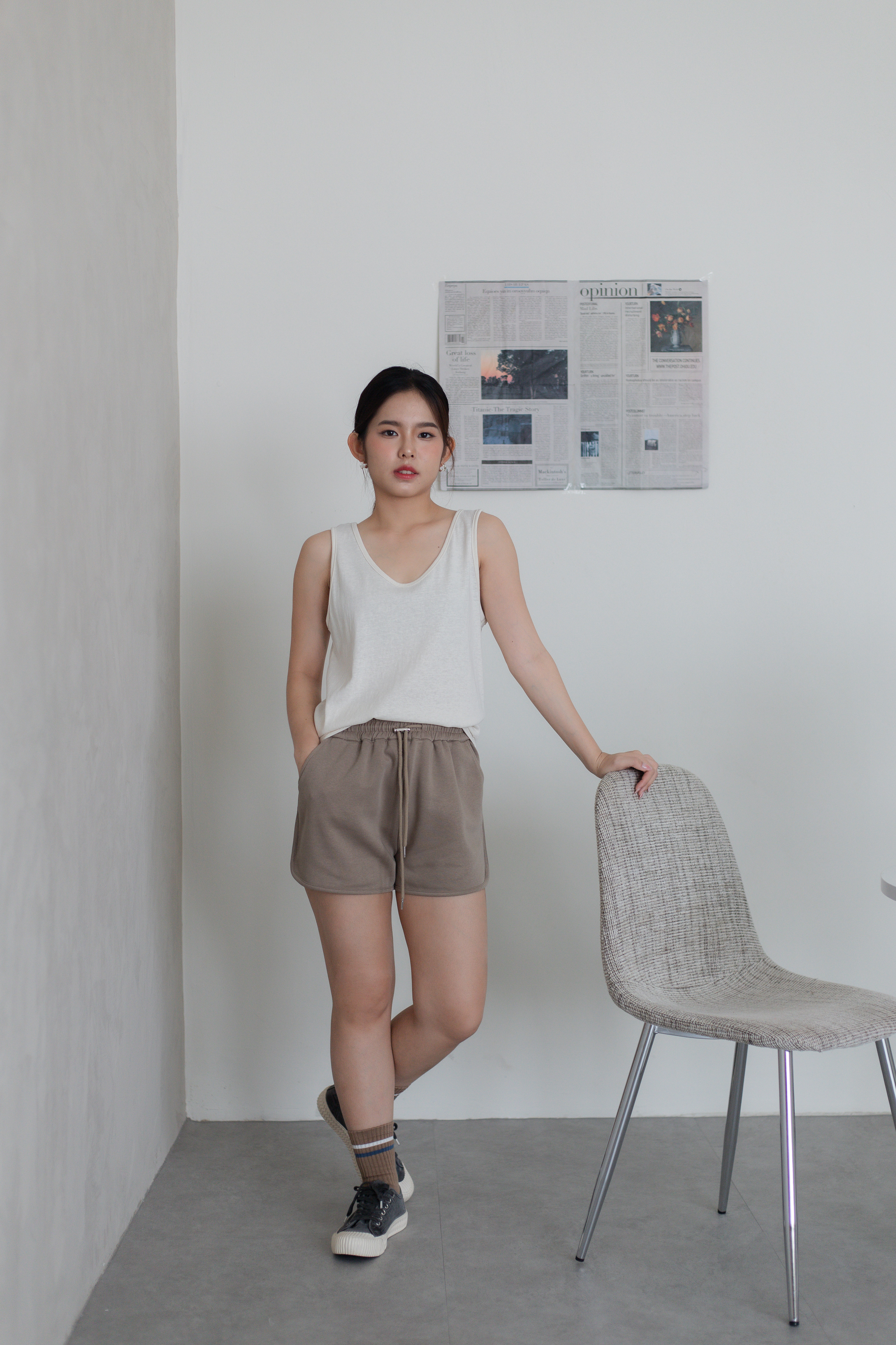Jane Two Way Tank Top Beige-2776TSBEI