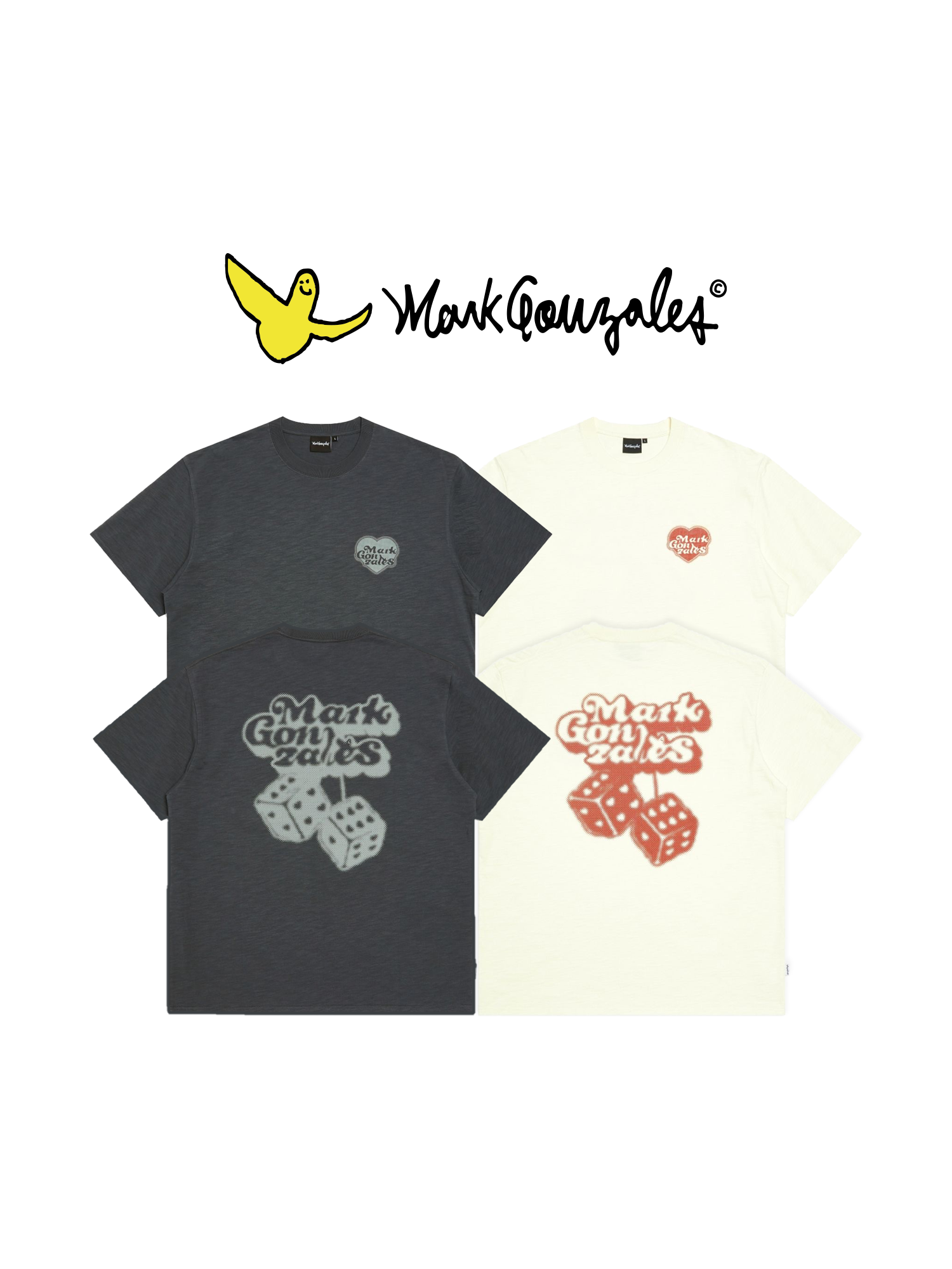 【6/12 - 6/14 週末優惠】韓國代購 Mark Gonzales 網點 心形 骰子 愛心Logo 短袖 上衣 Tee