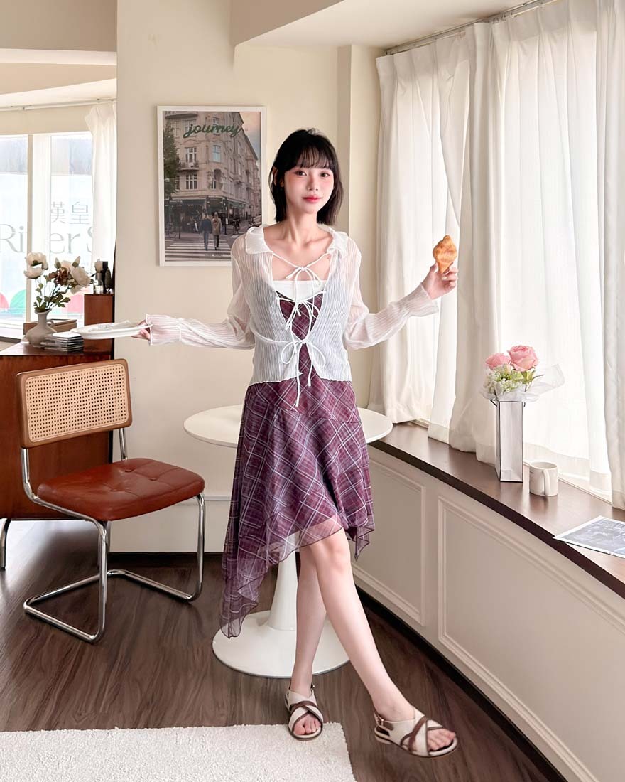 限時一週  正韓法式美學牛皮帆布拼色繫帶造型涼鞋-杏X咖36-40