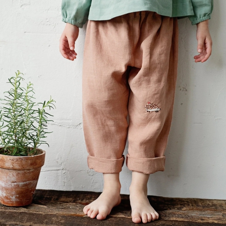 (預購)ALL THE BEAUTIFUL LINEN 亞麻刺繡長褲 PANTS