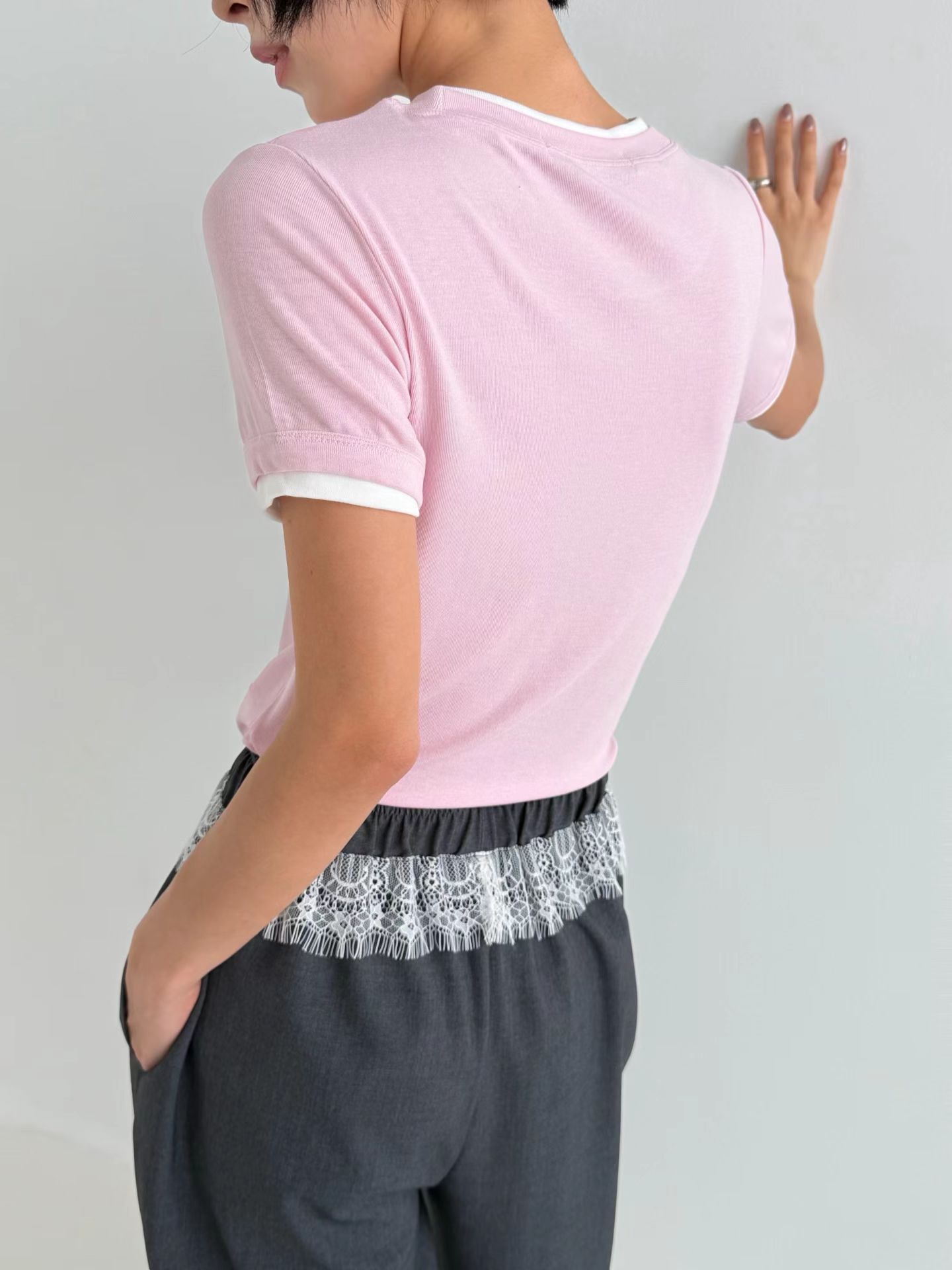 Marie Marie 撞色滾邊棉Tee
