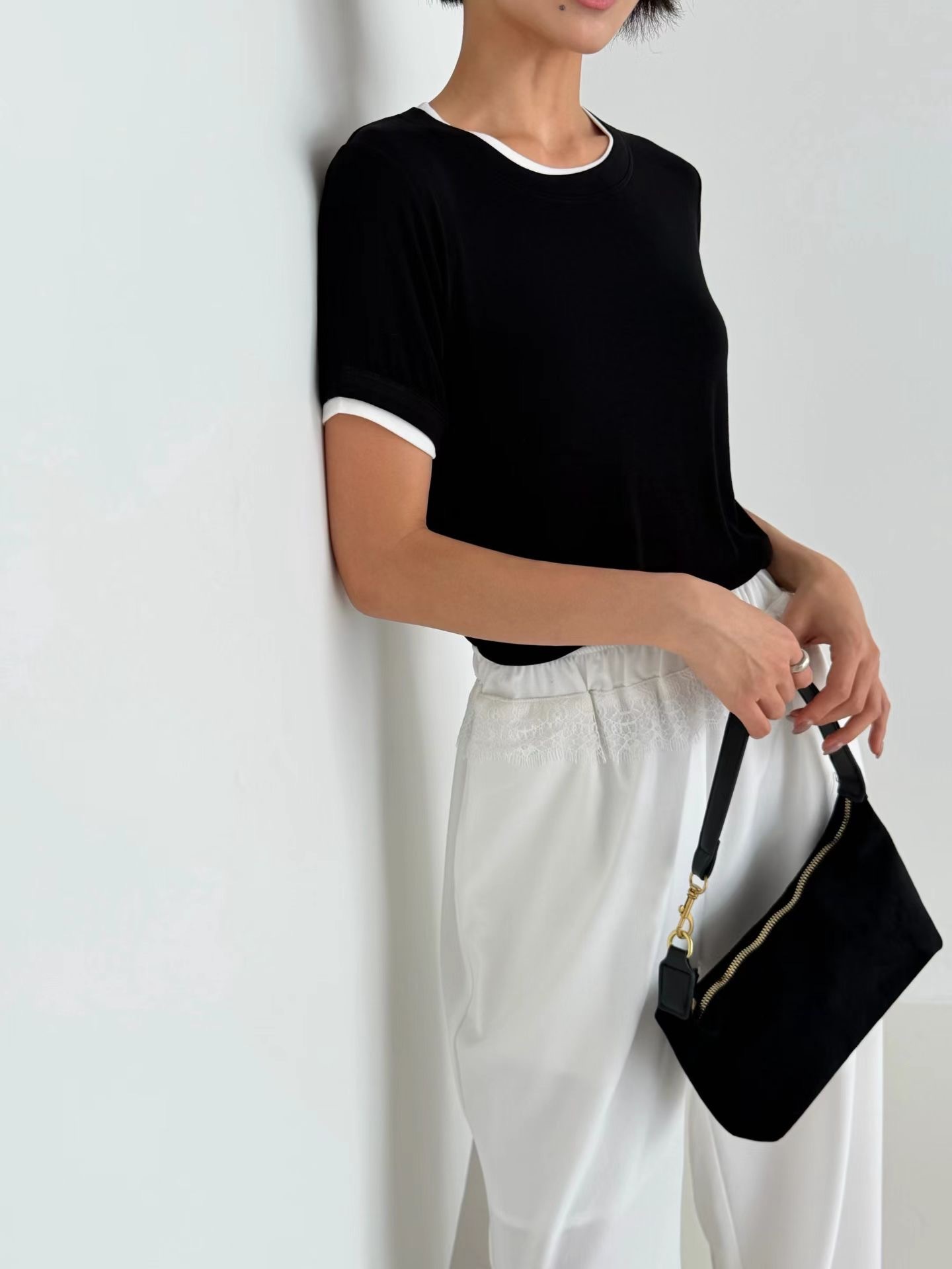 Marie Marie 撞色滾邊棉Tee
