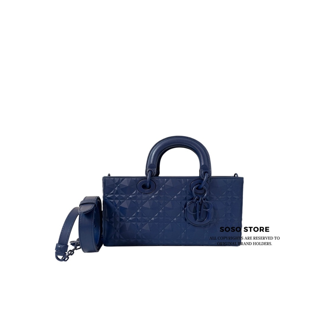 Dior Lady D-Joy Bag with Diamond Motif - Navy Blue / GHW