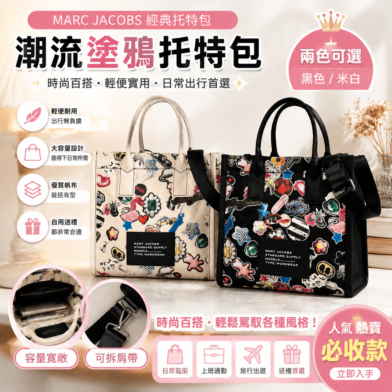 【直播】Marc Jacobs H060939  貼紙托特包
