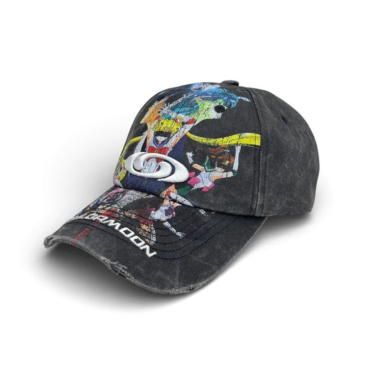 2nd Closet “SAILORMOON" Washed Damaged Cap - Black | CP06