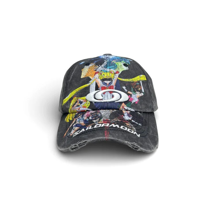2nd Closet “SAILORMOON" Washed Damaged Cap - Black | CP06
