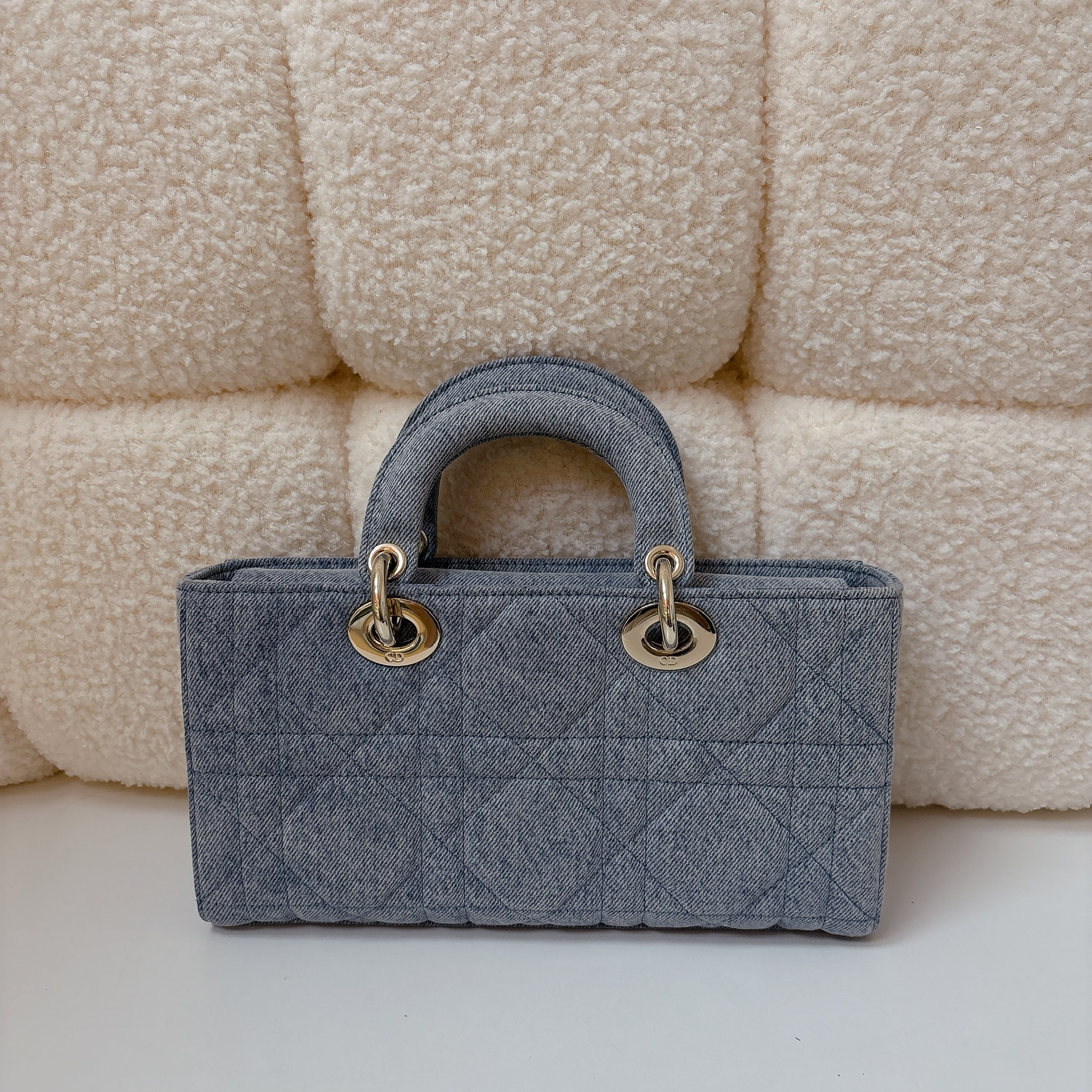 Dior Lady D-Joy Bag in Blue Denim - Blue / SHW