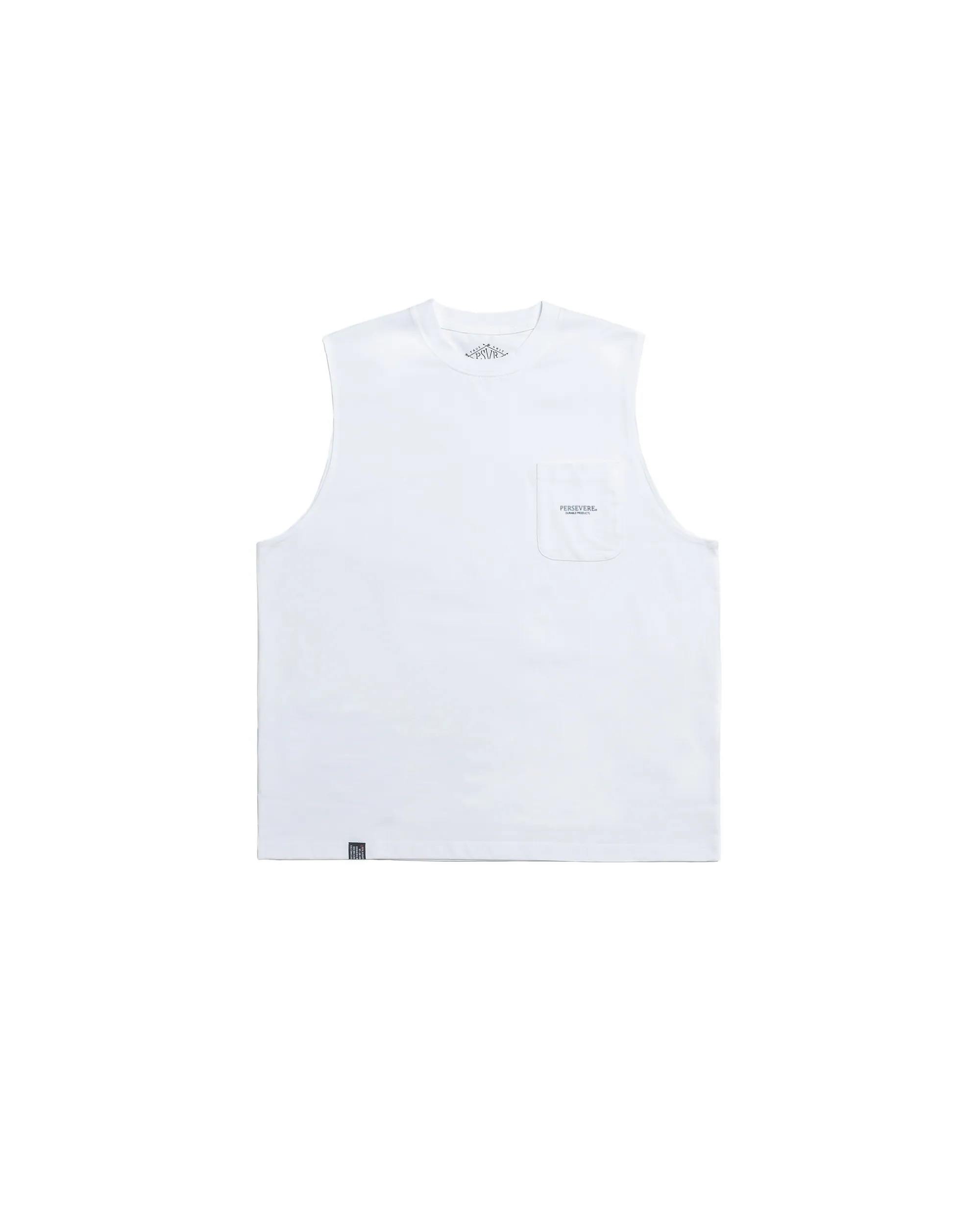 PERSEVERE WIDE-SHOULDER POCKET TANK TOP - WHITE