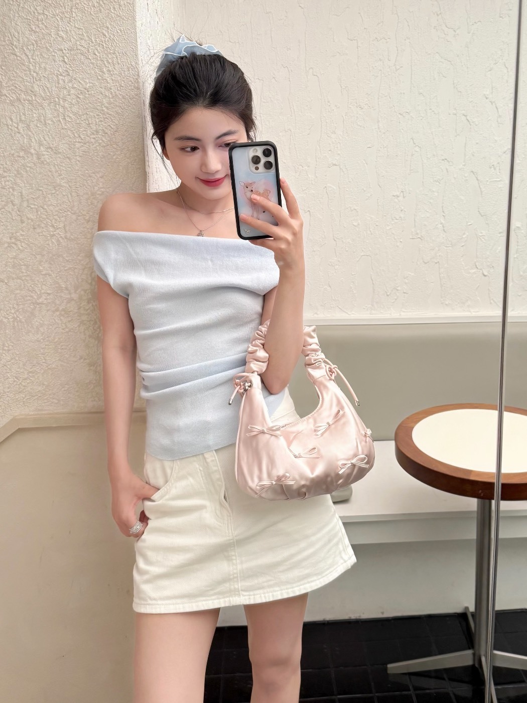 CHARLES&KEITH 小CK 芭蕾風 蝴蝶結 皺摺 雲朵包 櫻花粉