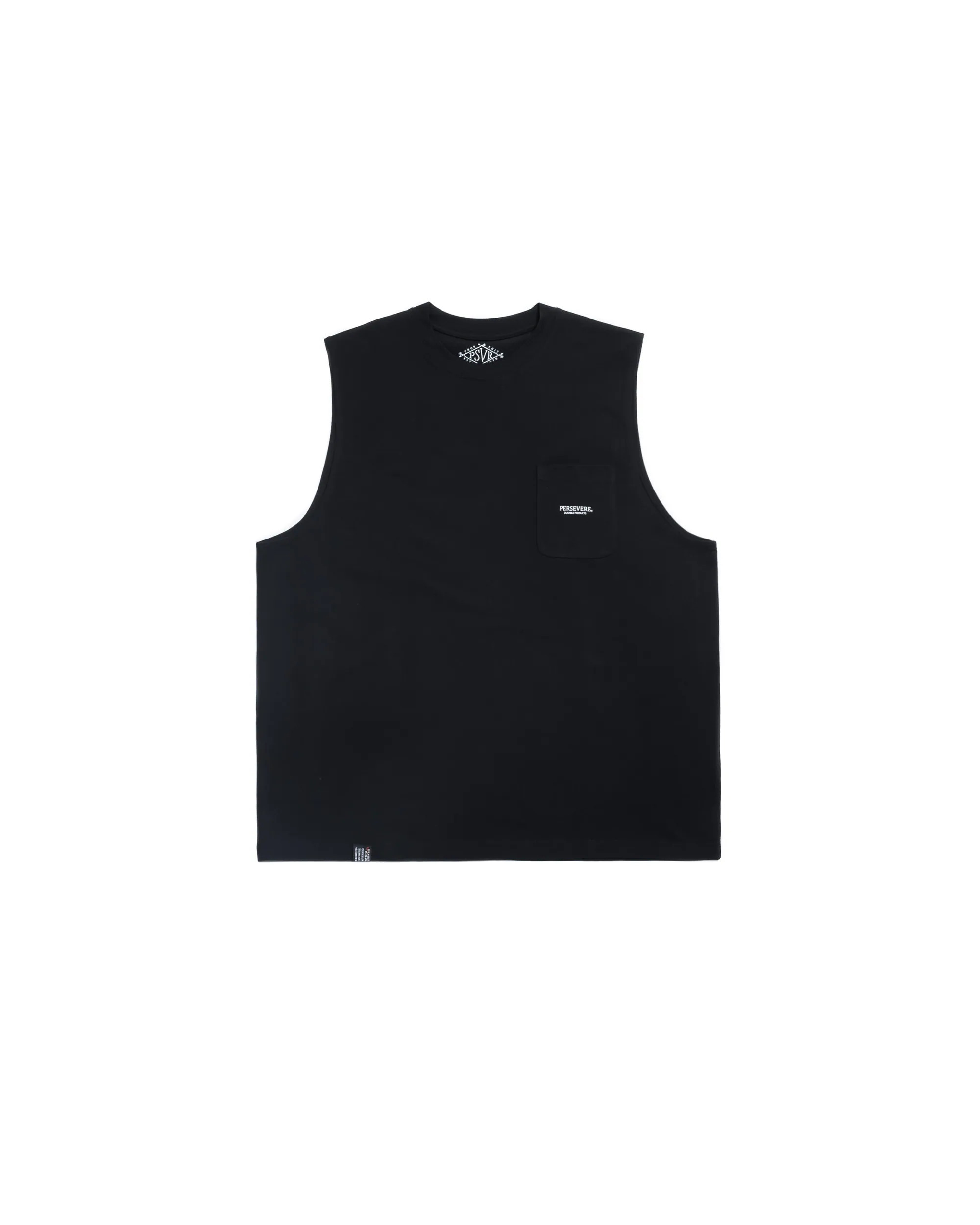 PERSEVERE WIDE-SHOULDER POCKET TANK TOP- BLACK