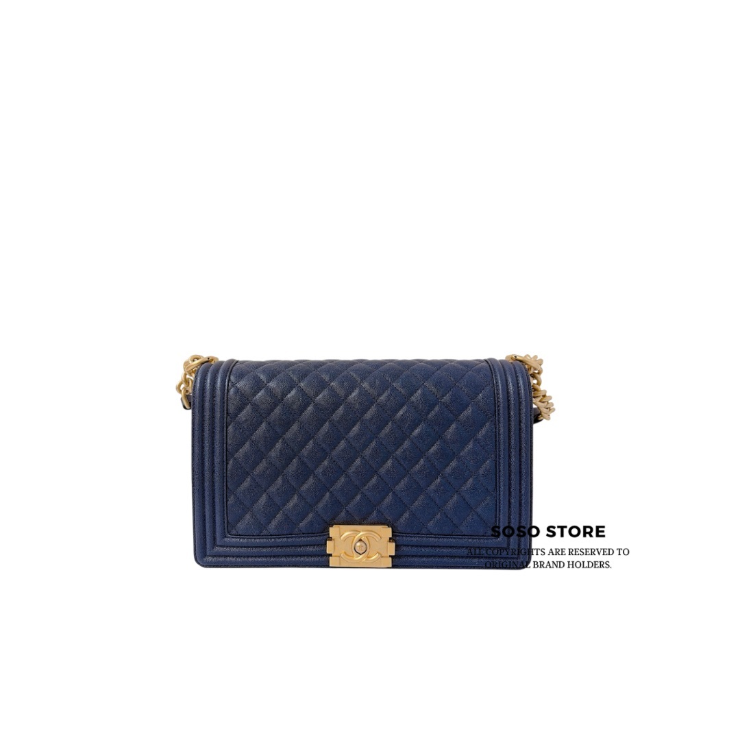 Chanel Boy Chanel - Navy Blue / GHW
