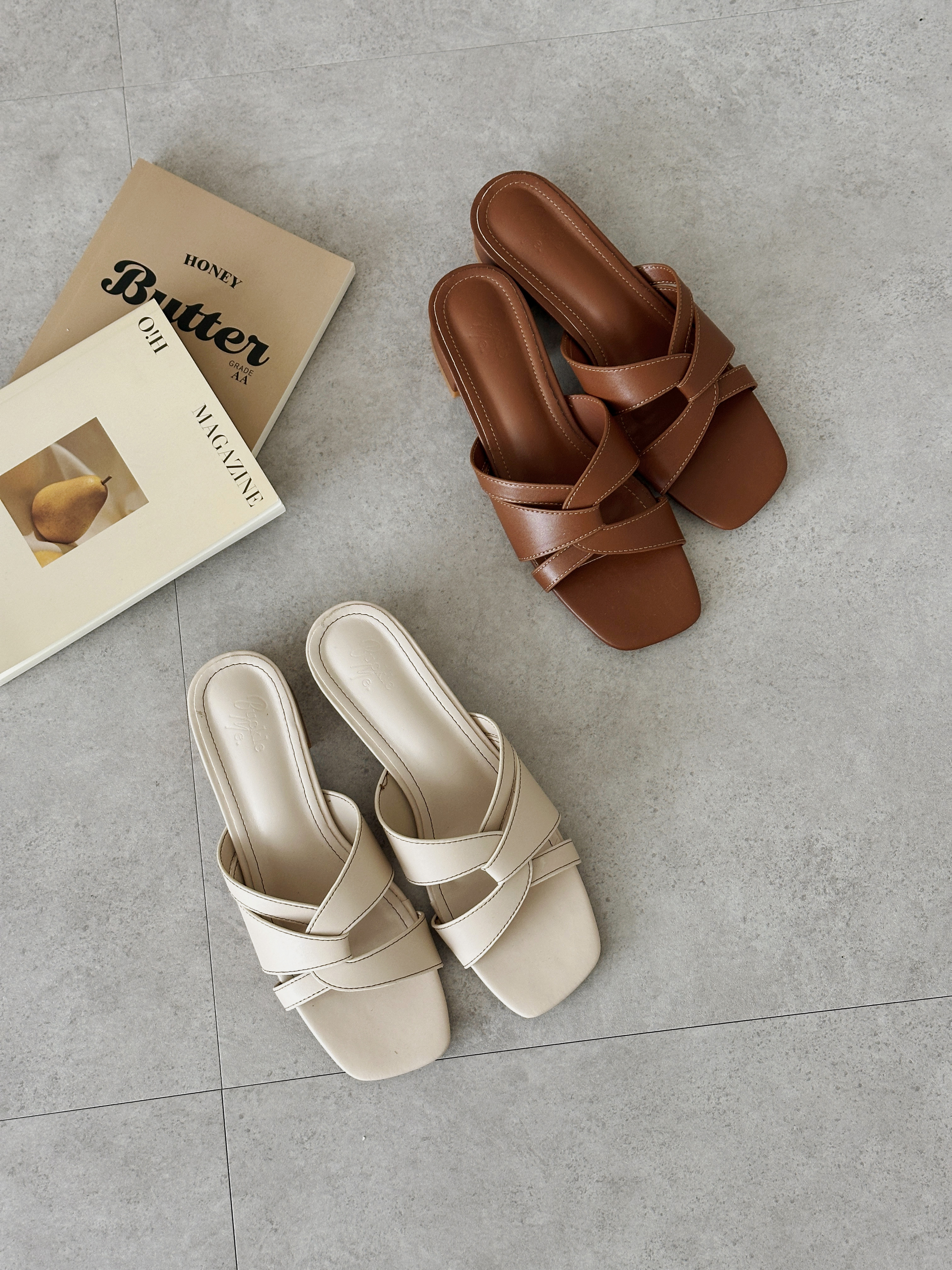Arden Cross Mules Beige - SH094BEI