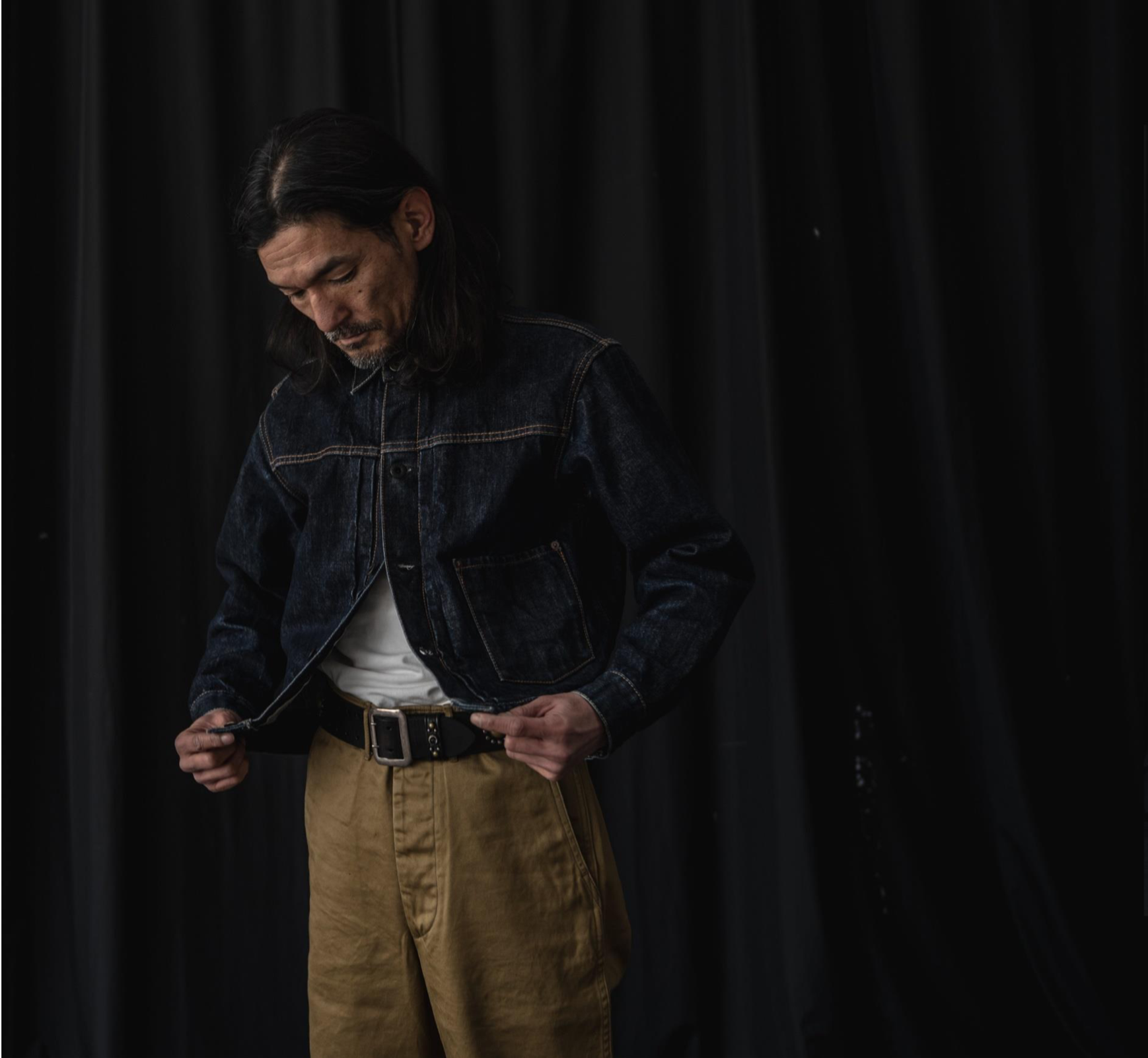 Black Sign 14oz Denim Pleats Jacket / Dark Indigo (Coming soon)