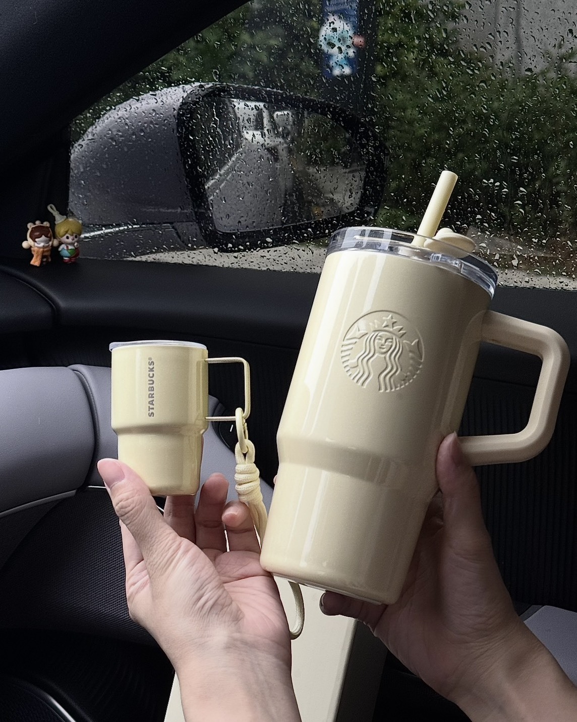 星巴克 STARBUCKS 心情氣象局系列 不鏽鋼雙飲口杯 + 迷你杯掛 檸檬黃