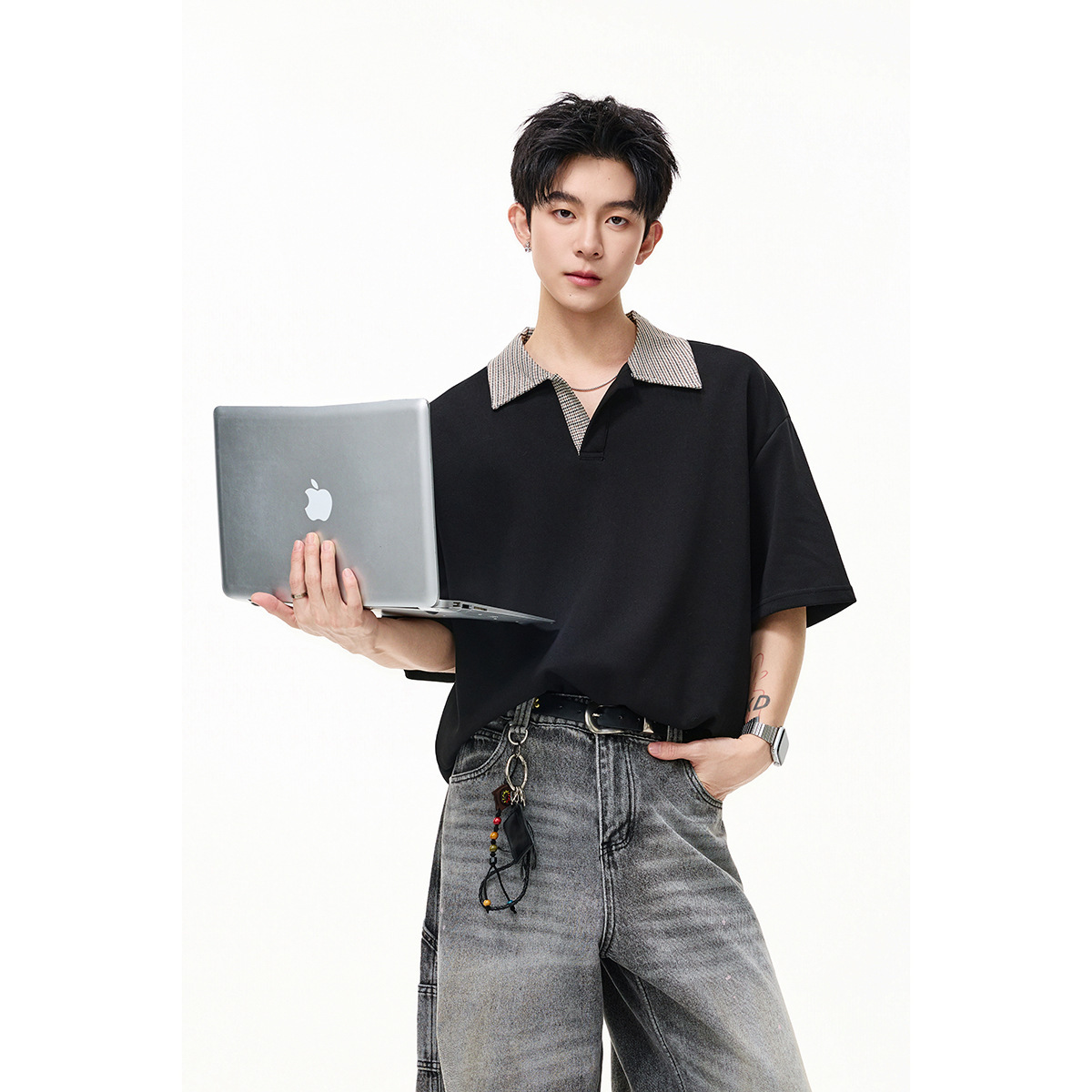 6M12 復古格紋POLO領短TEE 三色
