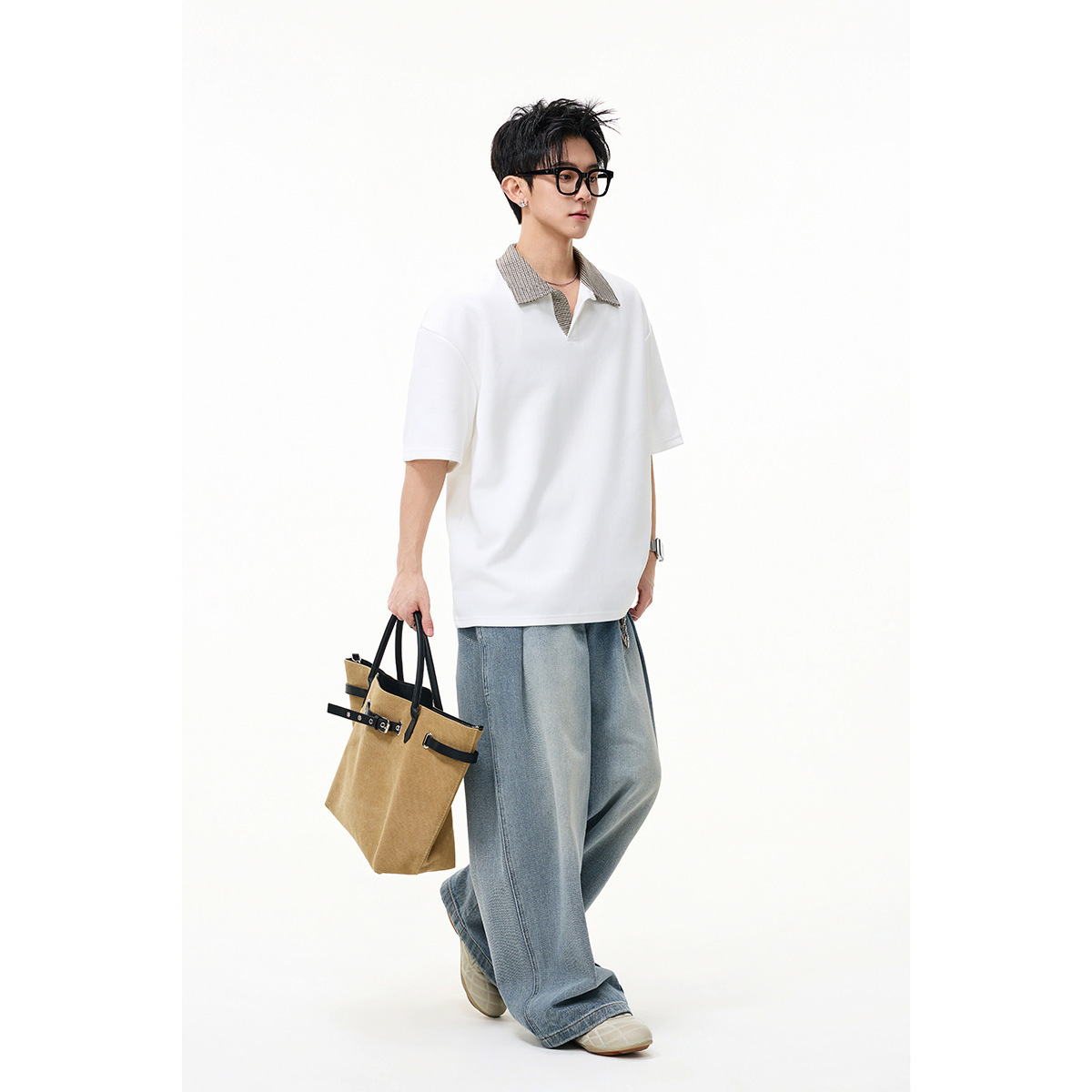 6M12 復古格紋POLO領短TEE 三色
