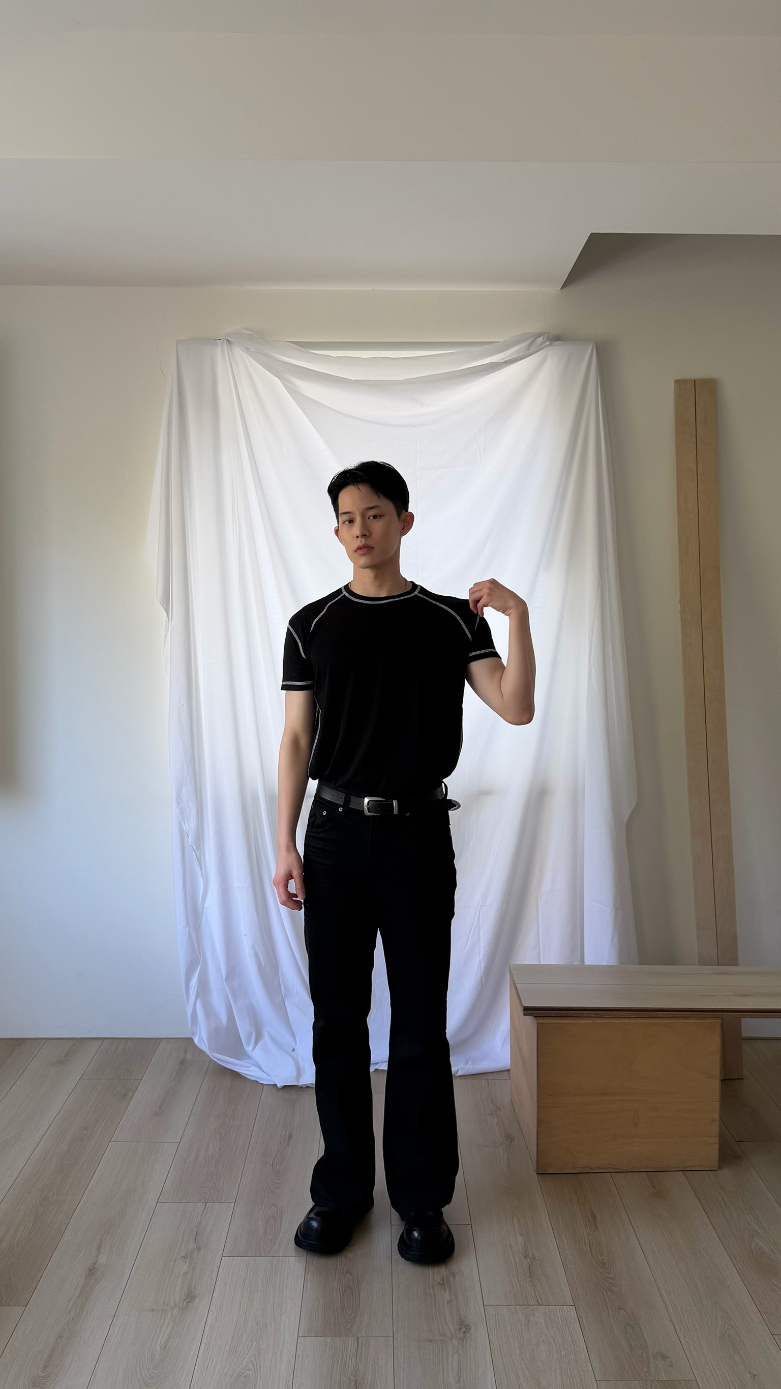 立體洗舊紋理喇叭工作褲