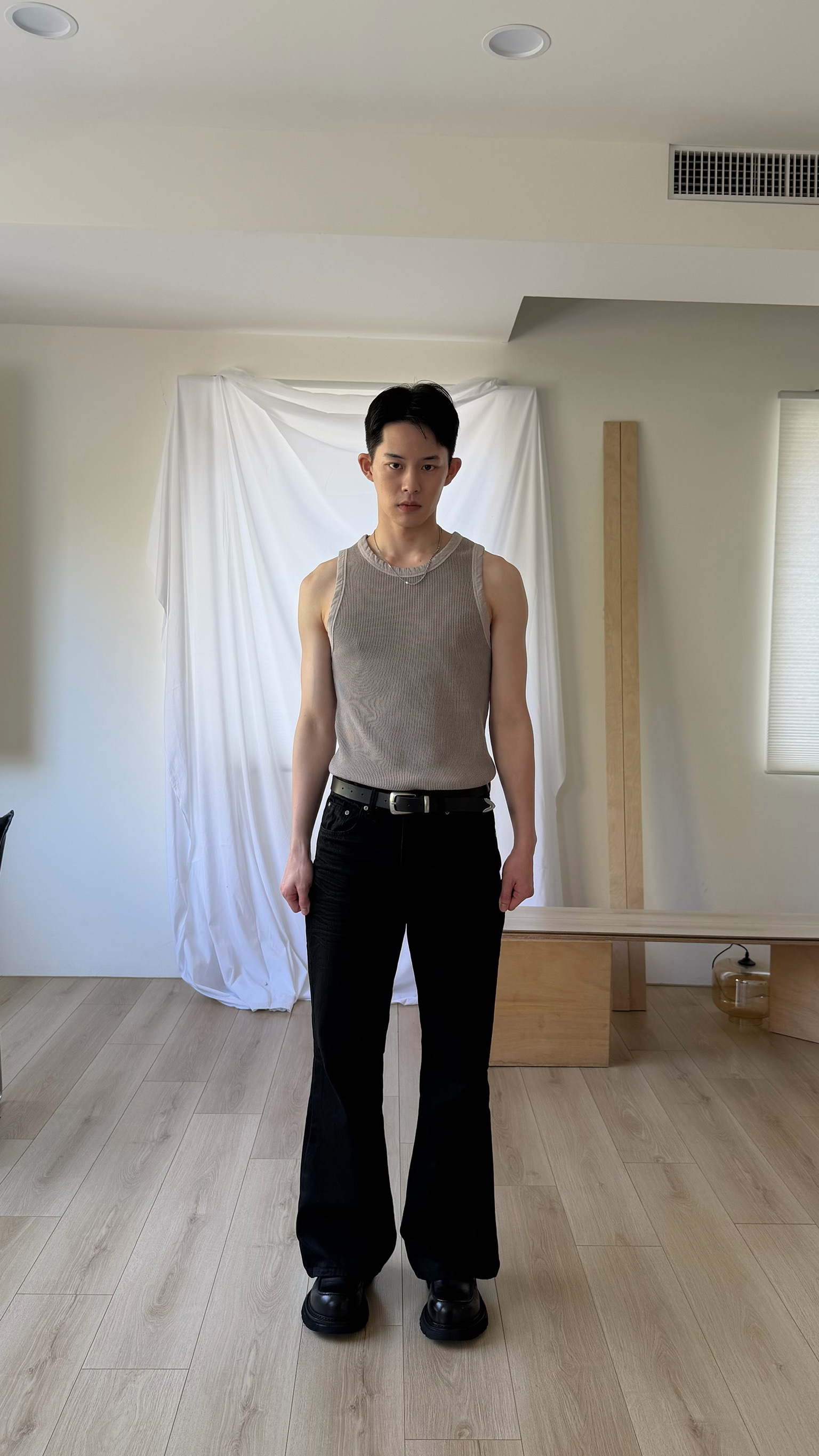 立體洗舊紋理喇叭工作褲