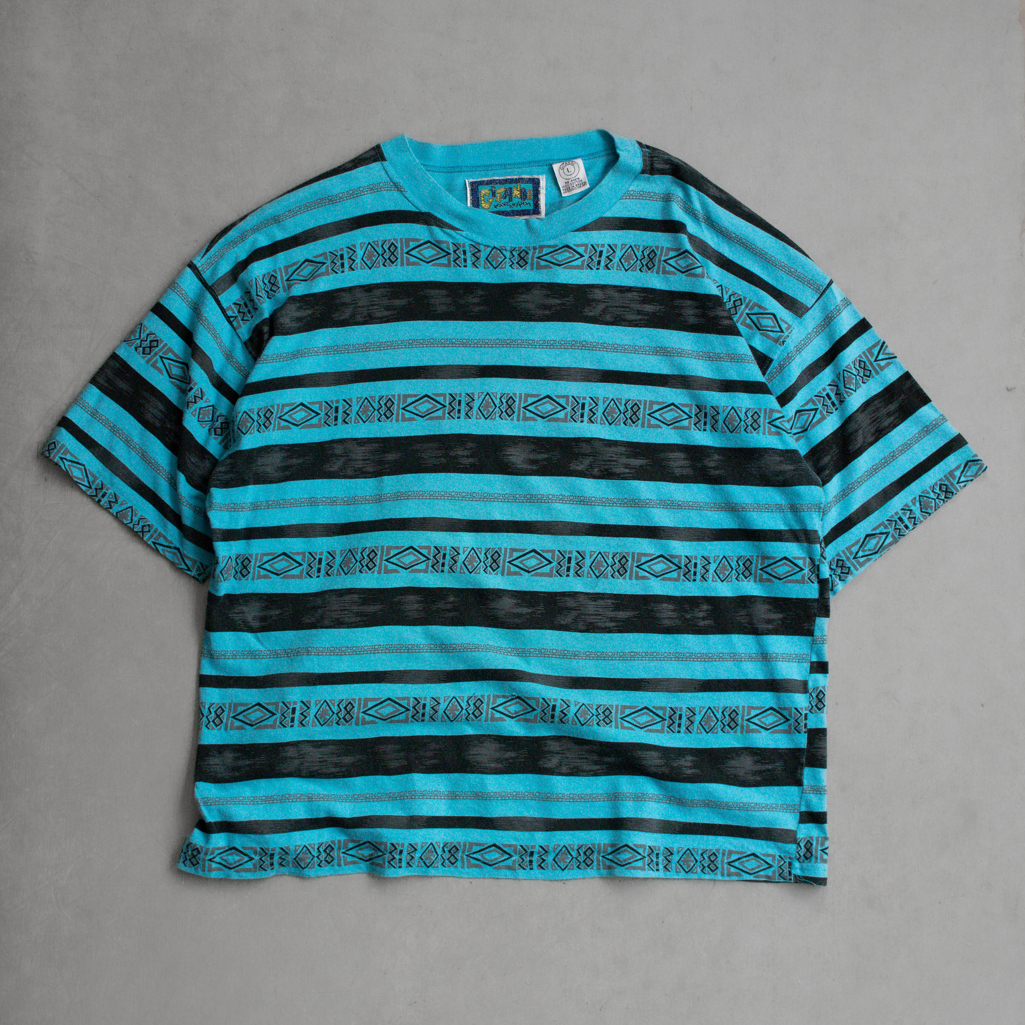 VINTAGE STRIPE TEE 美國 藍色 印刷 條紋 短袖 T恤