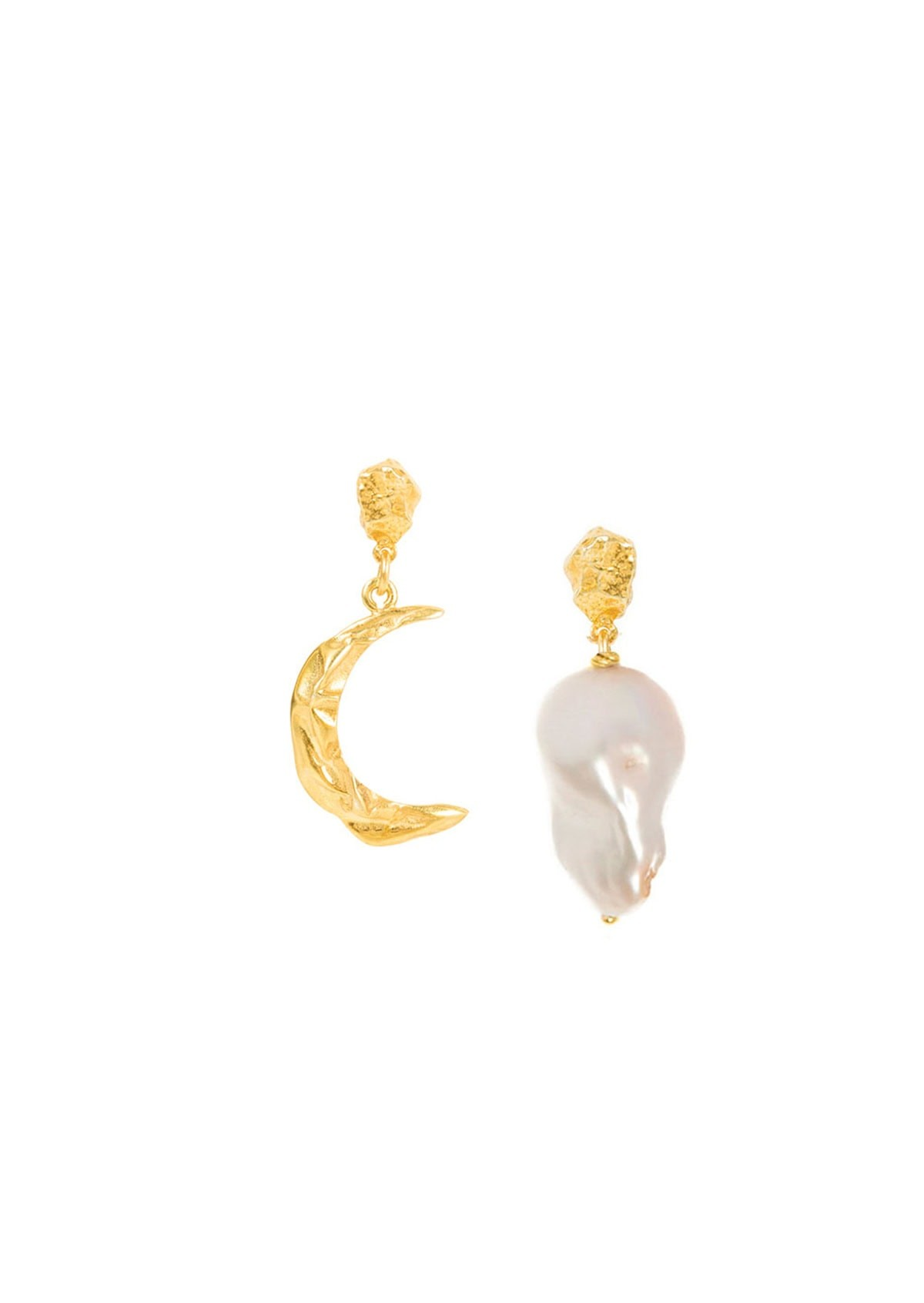 1HM0611-122 [HERMINA ATHENS] Melies Moon & Baroque Pearl Earrings #MMBPEG (EU)