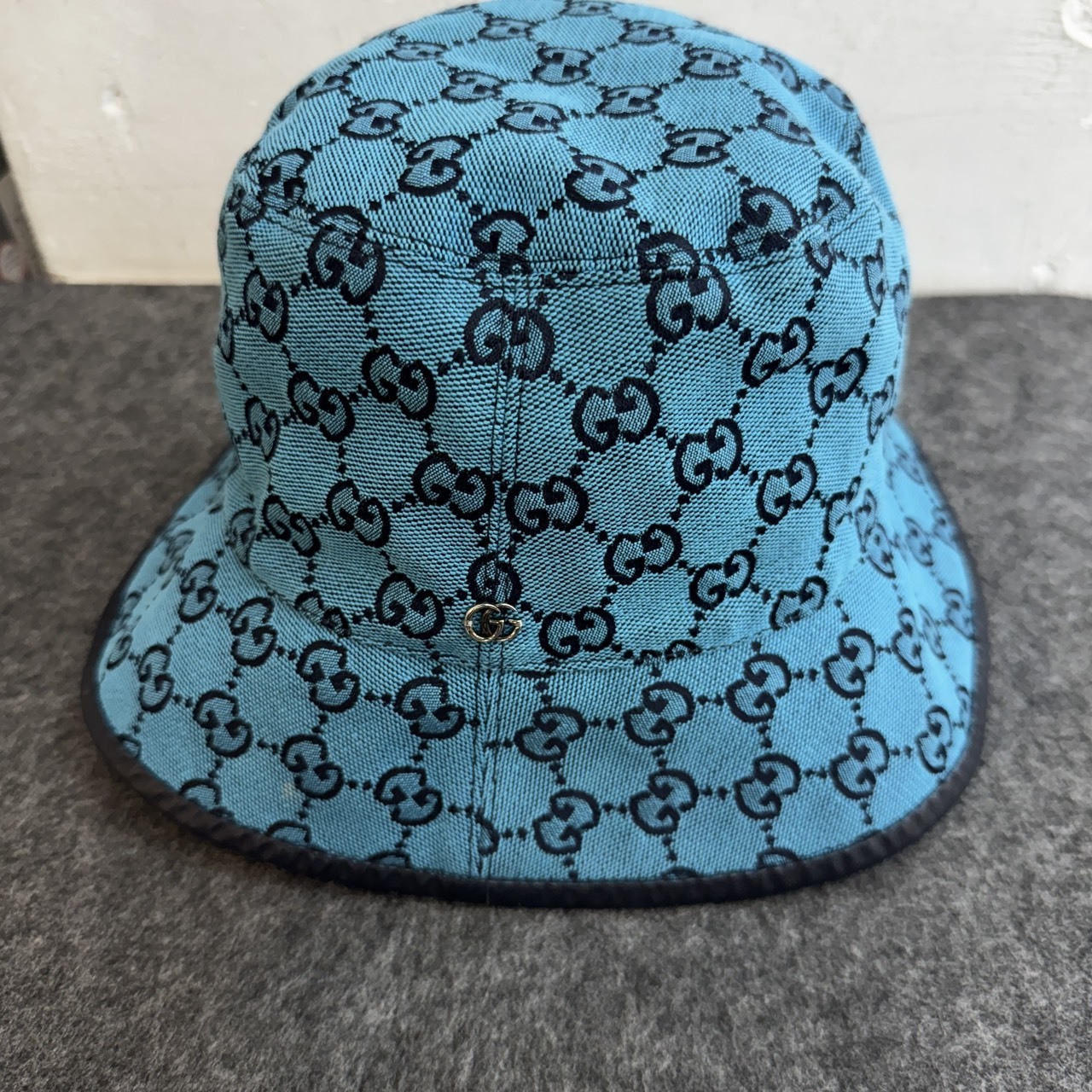 GUCCI LOGO ALLOVER BLUE MONOGRAM CANVAS SIZE L