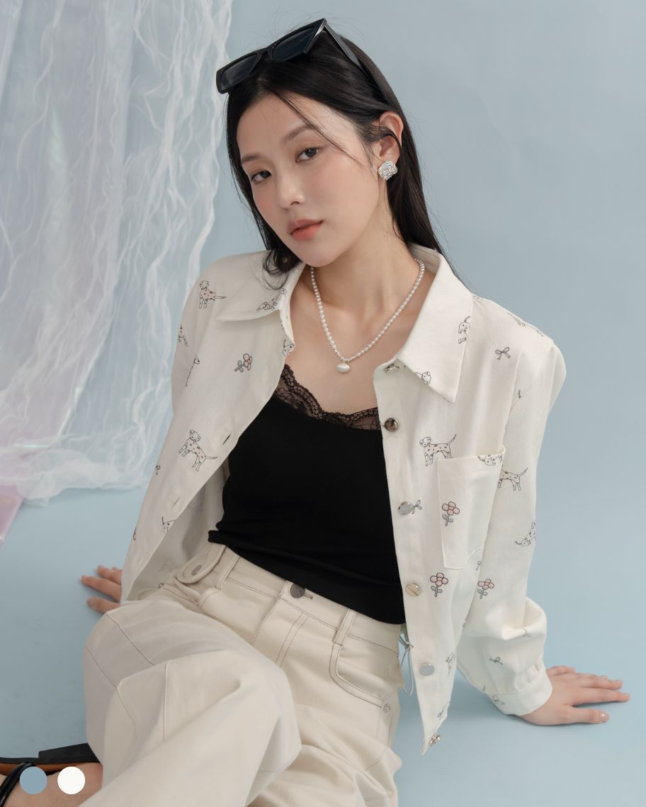 花園小狗印花外套