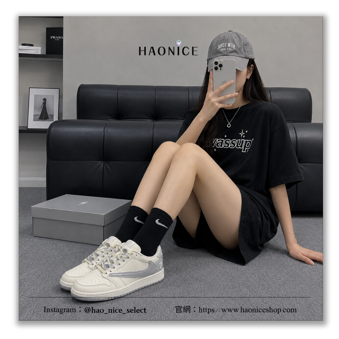 【HAO NICE】客製🎨Air Jordan 1 x Travis Scott 灰白倒勾 字母 板鞋 籃球鞋 假一賠十 配合legit 驗貨
