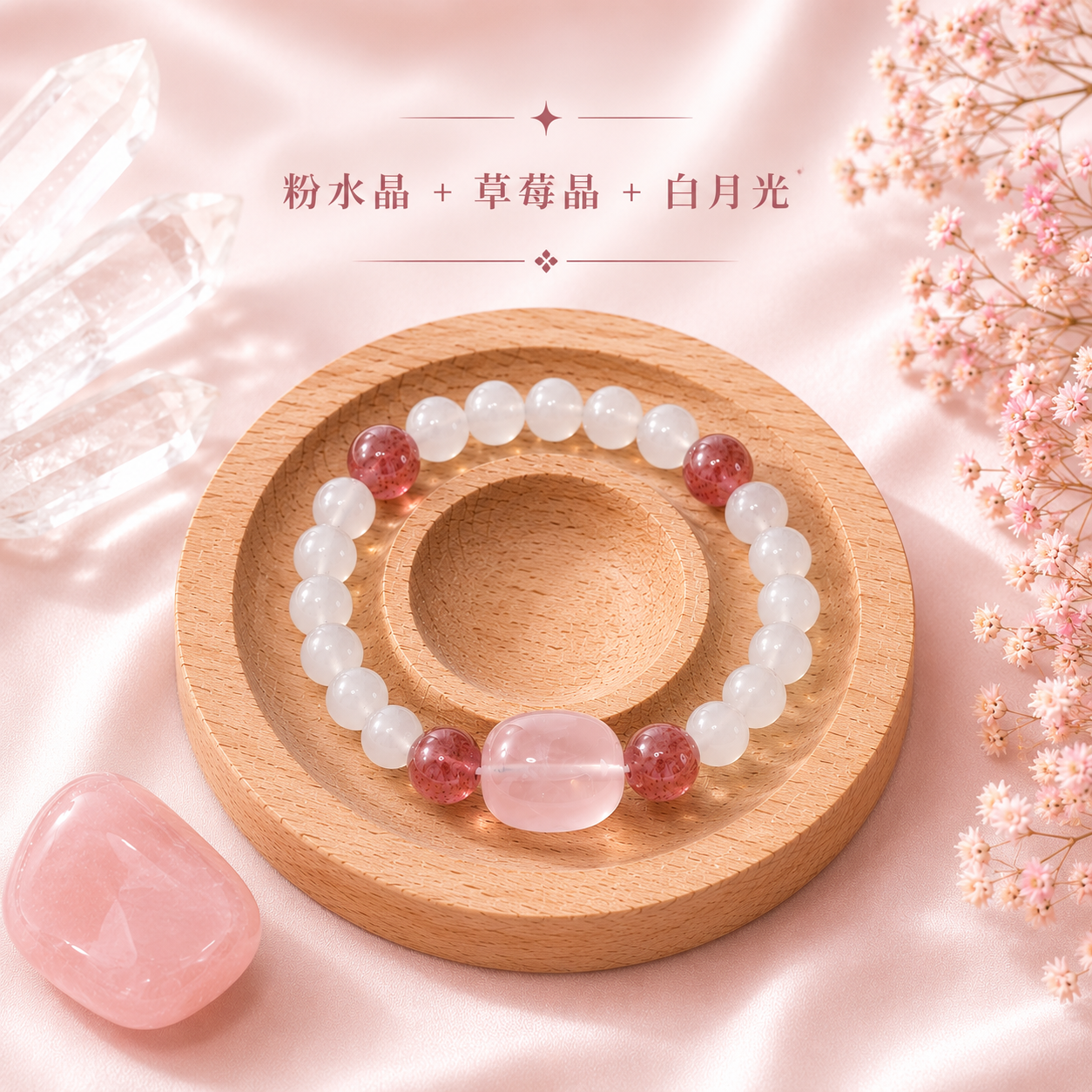 月莓心語｜粉水晶＋草莓晶＋白月光