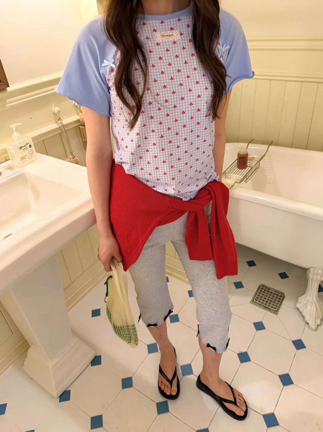 小紅花格短袖T