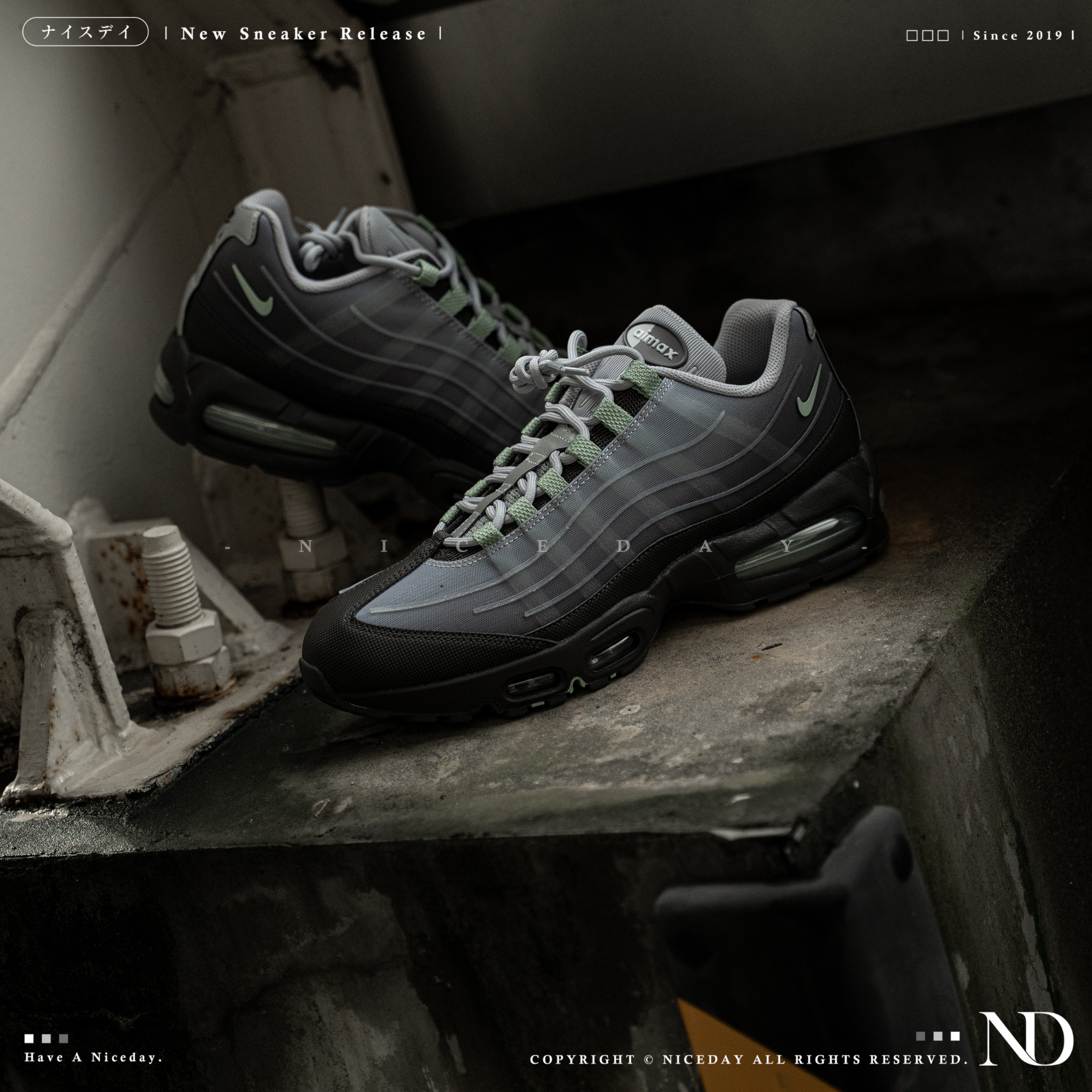 NICEDAY 現貨 Nike Air Max 95 BB TECH 狼灰 綠 灰綠 全氣墊 波浪 拼接 IH7853-200