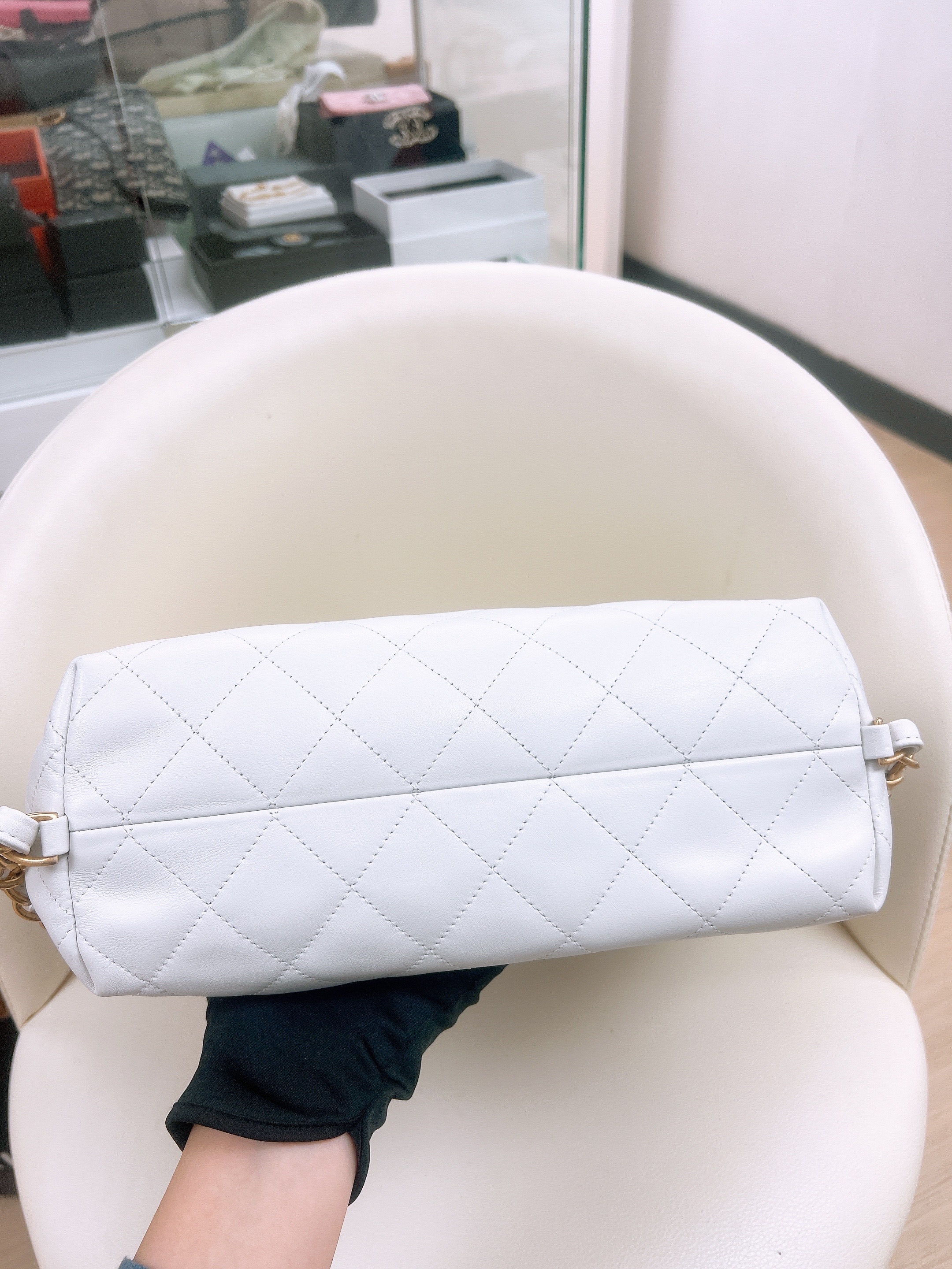 Chanel 25s two-way hobo/ backpack white