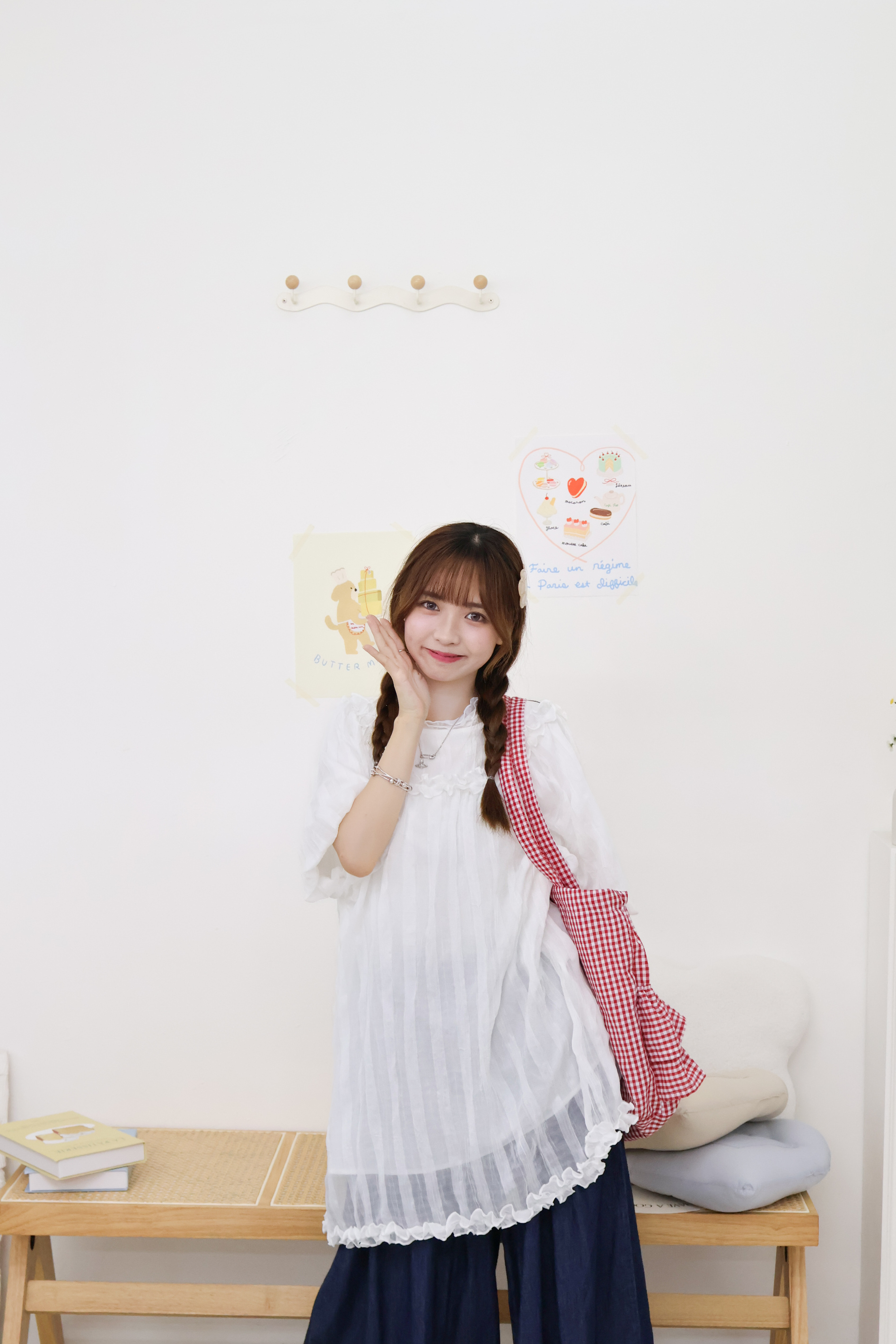 日系感～氣球袖Ruffle中長Top · 3色入